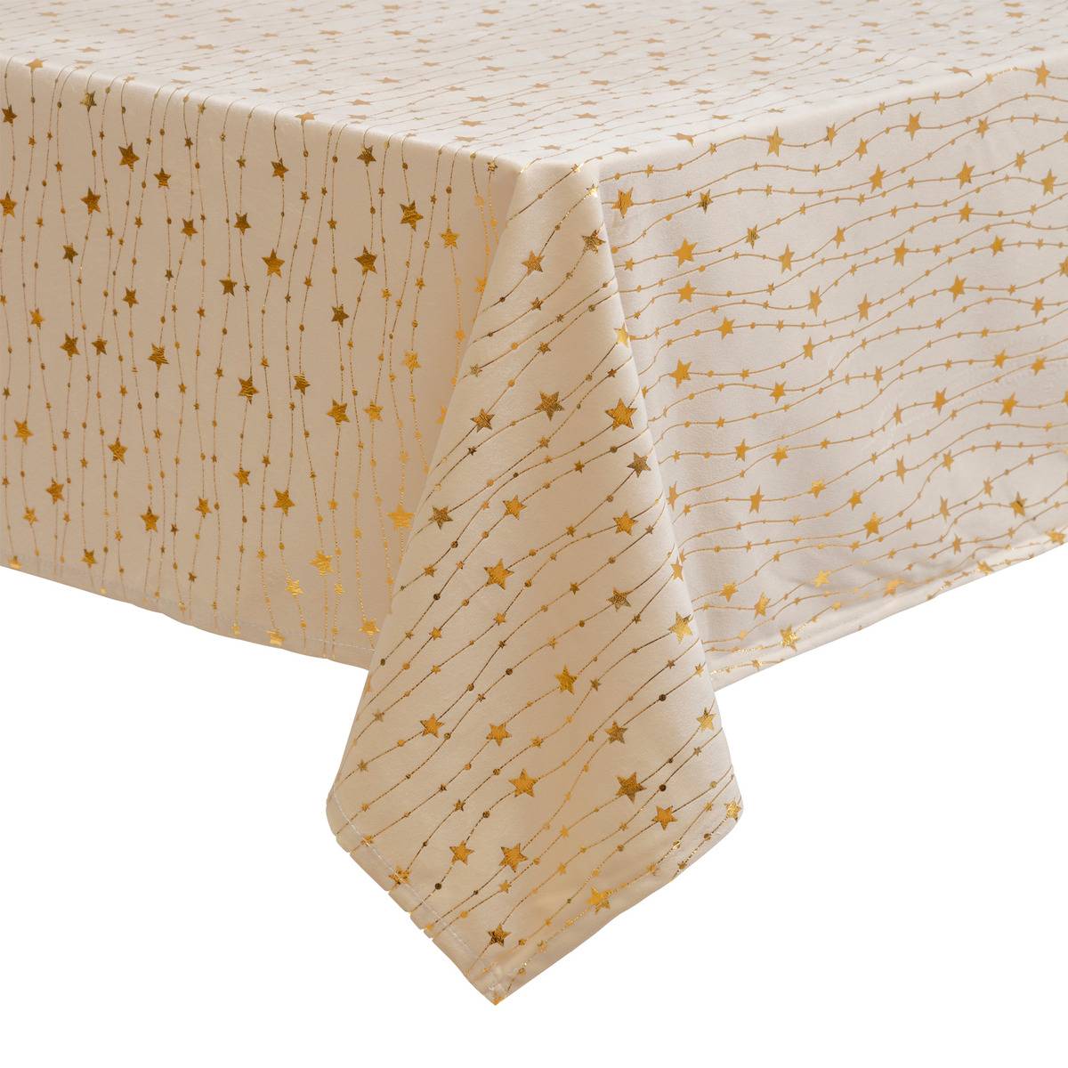 Nappe Velours Motif Étoiles 140x240cm Doré - Feeric Lights & Christmas