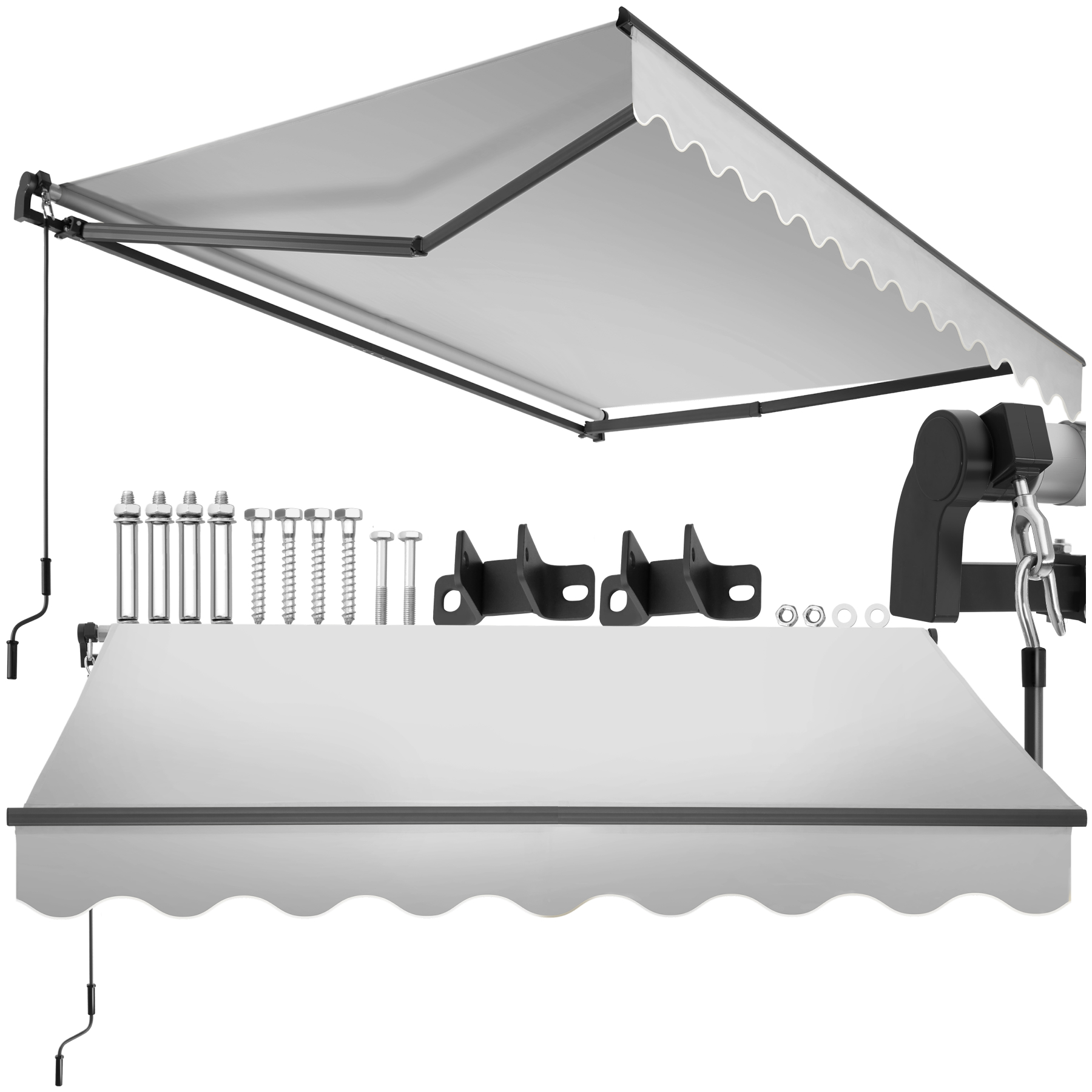 Store Banne À Bras Articulé Avec Tissu Déperlant 250x200cm Gris Clair