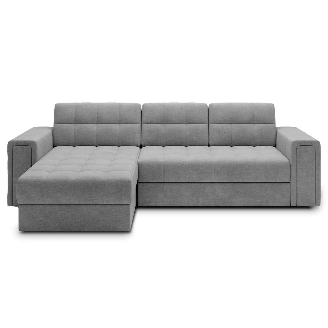 Canapé D'Angle Convertible Kapitara Gris Réversible Avec Coffre De Rangement