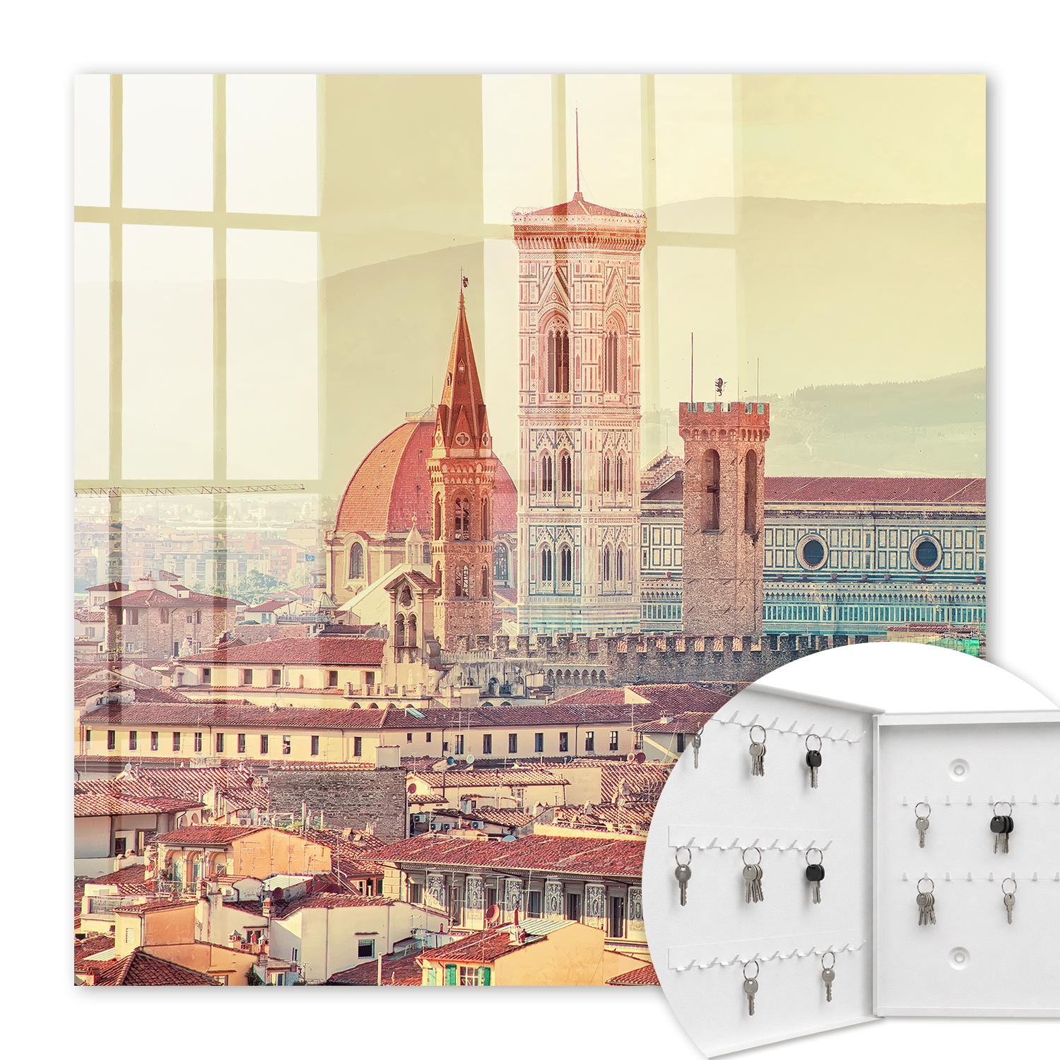 Armoire À Clés - (30 Cm X 30 Cm) - Boîte À Clés Murale - Coffret De Rangement Pour Clés - Couleur Blanche - Ouverture Vers La Gauche - Pour Maison Et Bureau - Élégance Urbaine