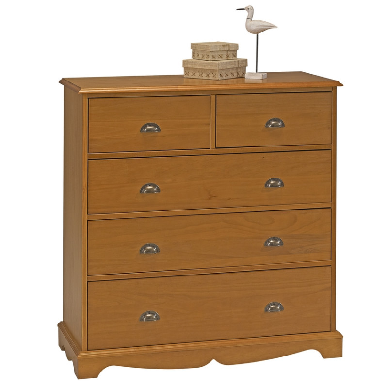 Commode Beaux Meubles Pas Chers 5 Tiroirs Style Anglais Miel Pin Massif