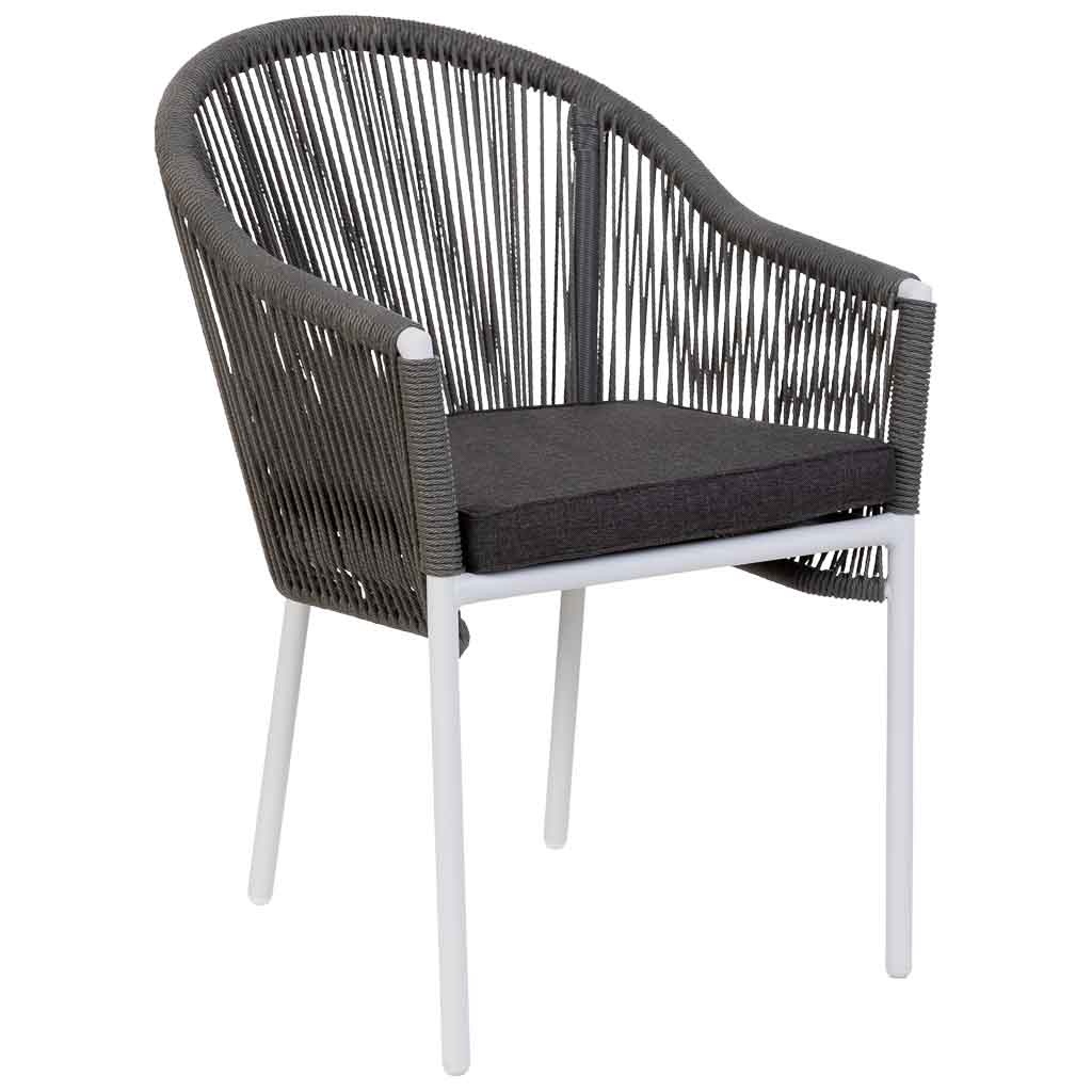 Chaise En Rotin Synthétique Gris 57x63x84,5