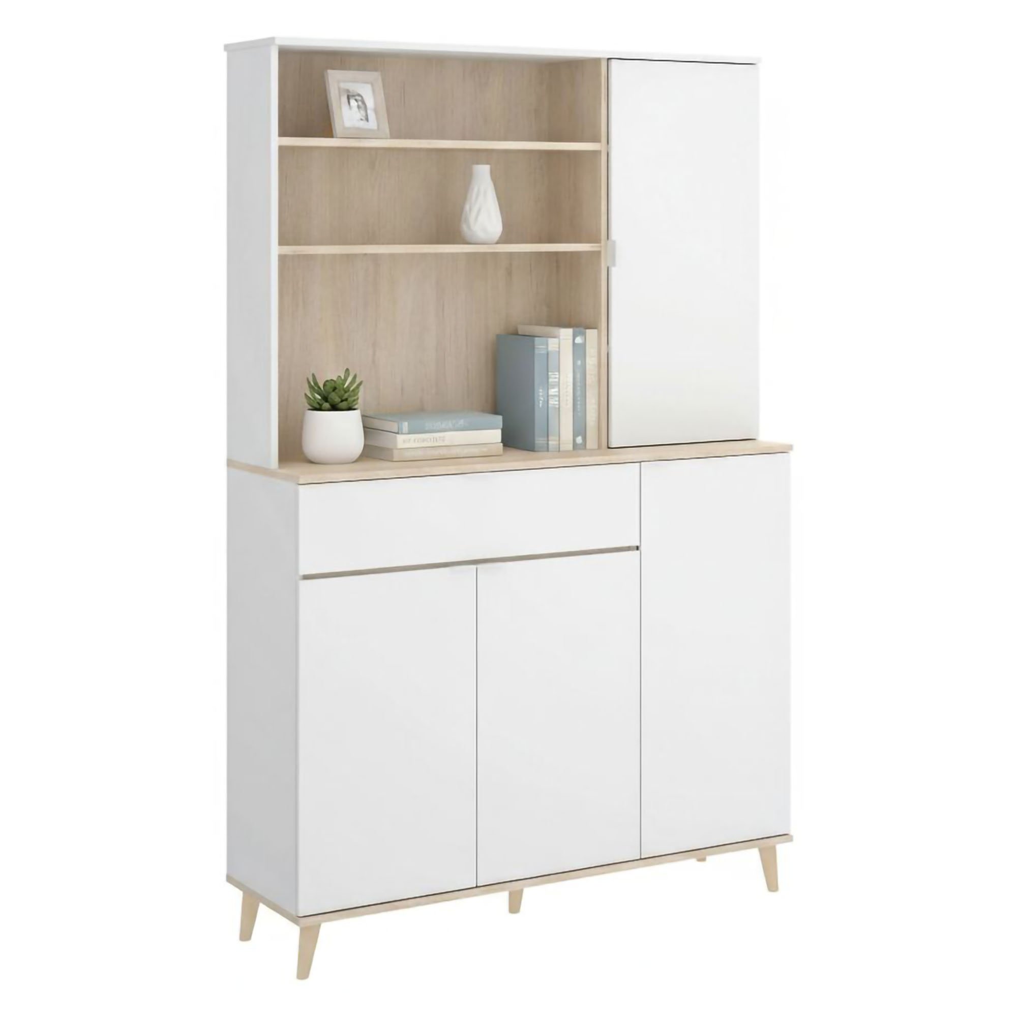 Buffet Effet Bois Beige, Blanc 120x40 Cm