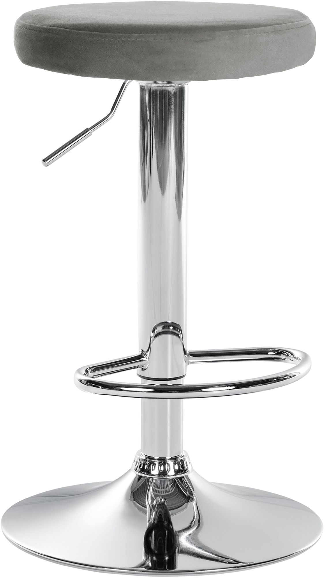 Tabouret De Bar Ponte Velours Chrome Gris
