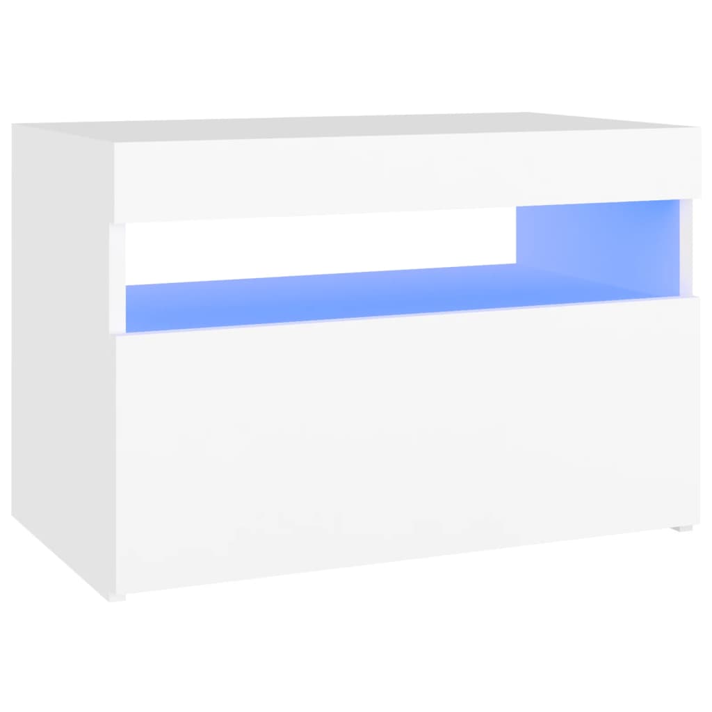 Table De Chevet Avec Lumières Led Avec Compartiment De Rangement 60 X 35 X Dec033171
