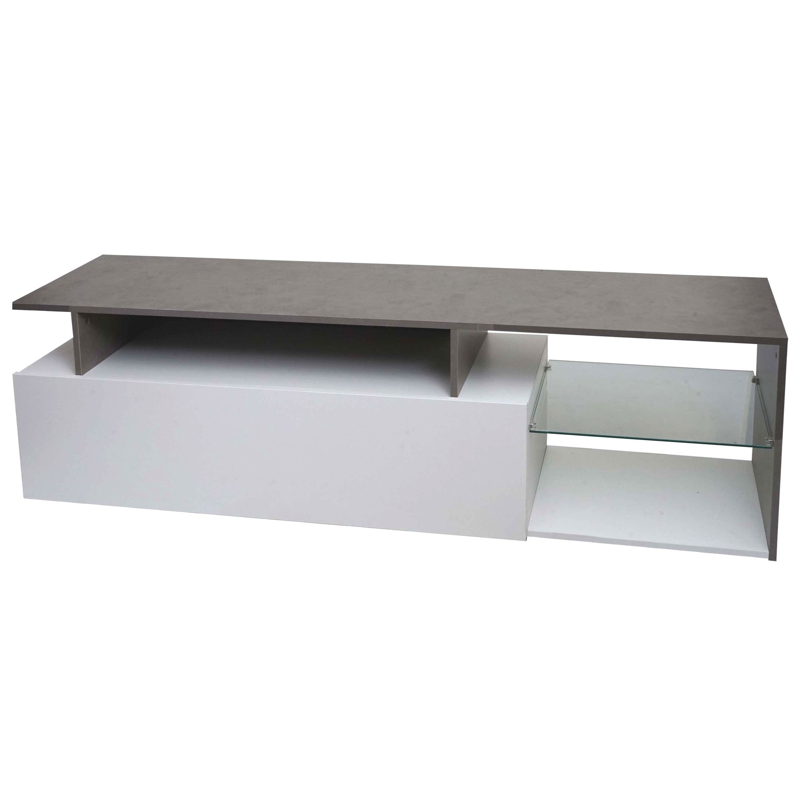 Meuble Tv Avec Deux Grands Compartiments De Rangement Avec Portes 47x170x40 Cm Mdf Aspect 04_0007856
