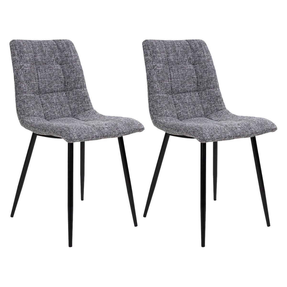 Strib - Lot De 2 Chaises Tissu Gris Tacheté Et Piétement Acier