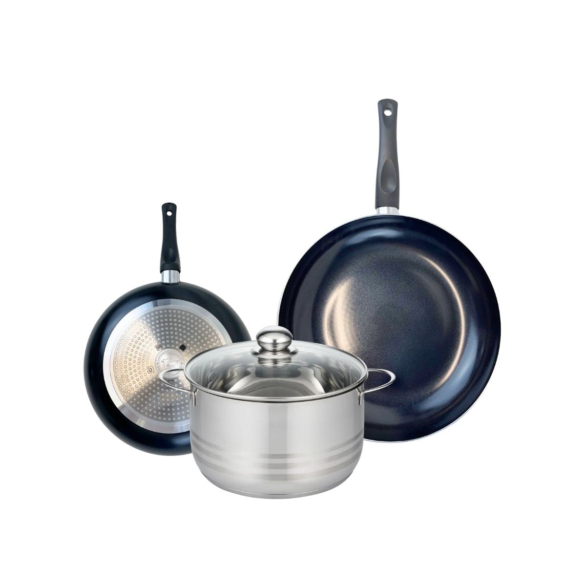 Batterie 2 Poêles 24/32cm + 1 Faitout 24cm Prima Brillant
