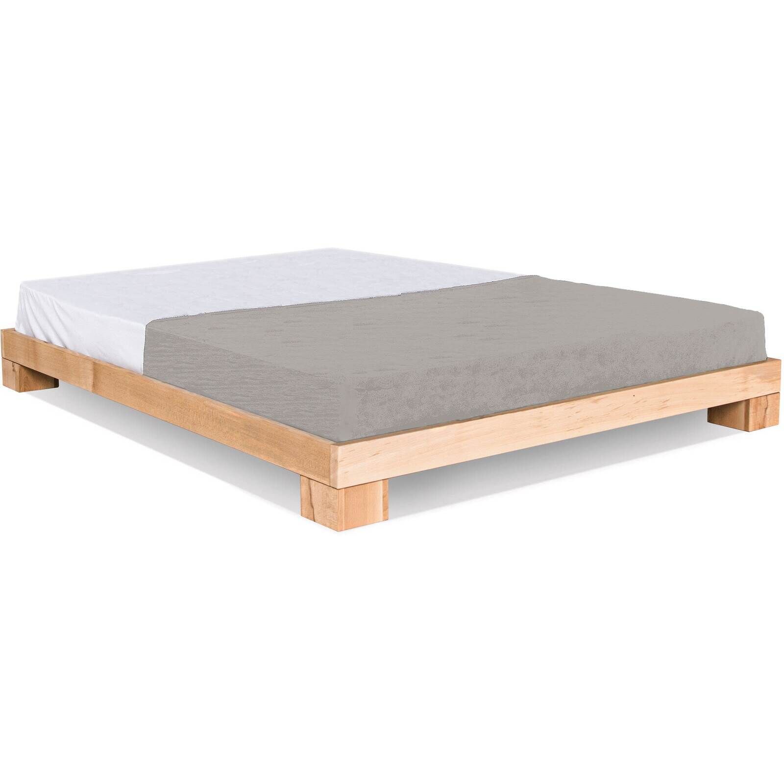 Lit Double Cube - 140 X 200 Cm - Bois Clair Et Gris