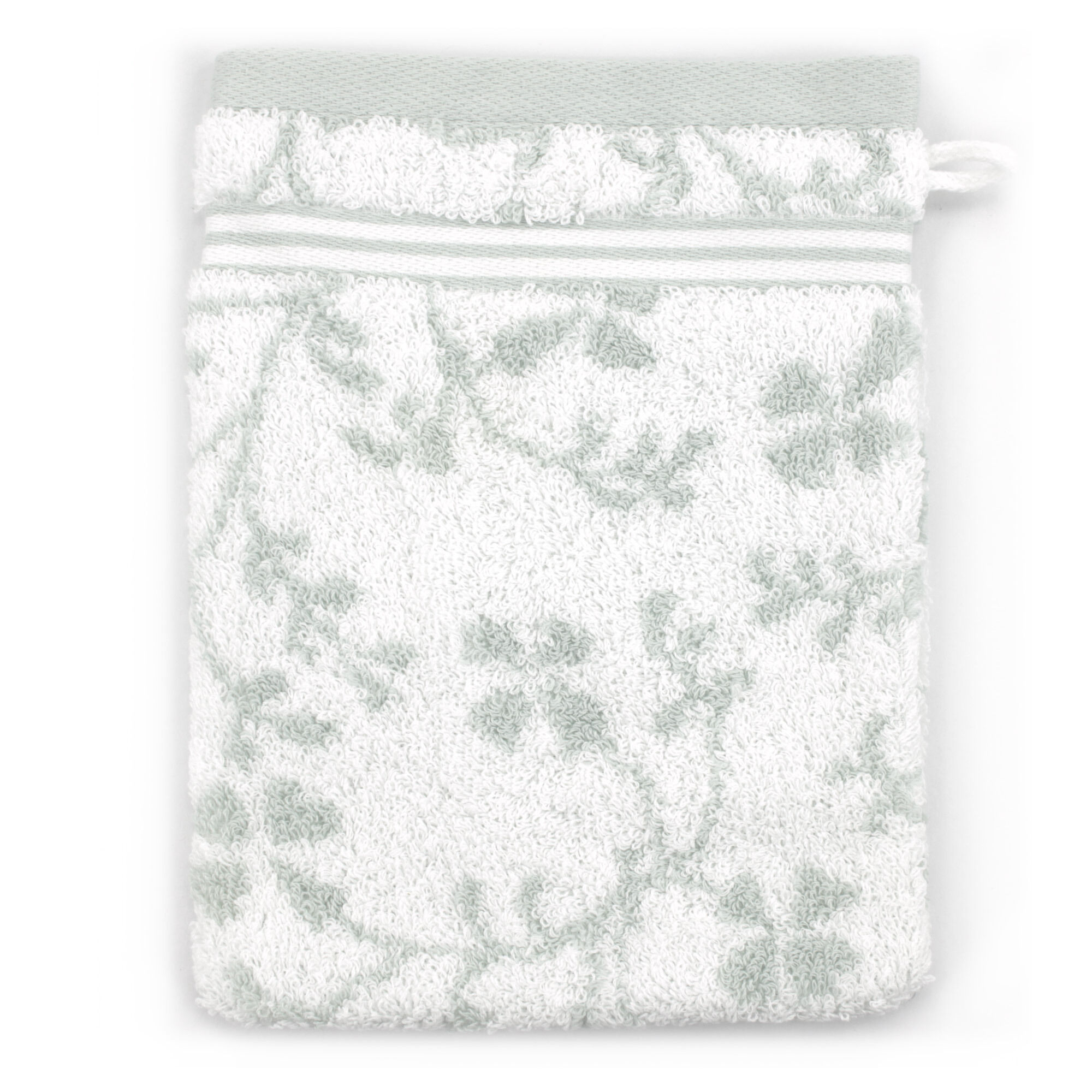 Gant De Toilette 16x21 Cm Vintage Floral Vert Gris 550g/m2