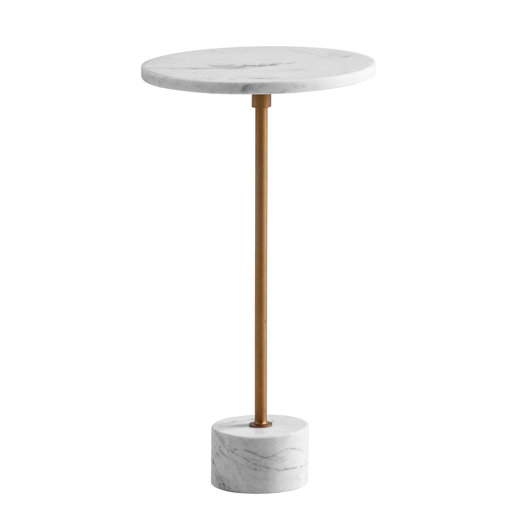 Finebuy Table D'appoint De Salon Marbre Véritable Ø 30 Cm Haute Ronde Dorée