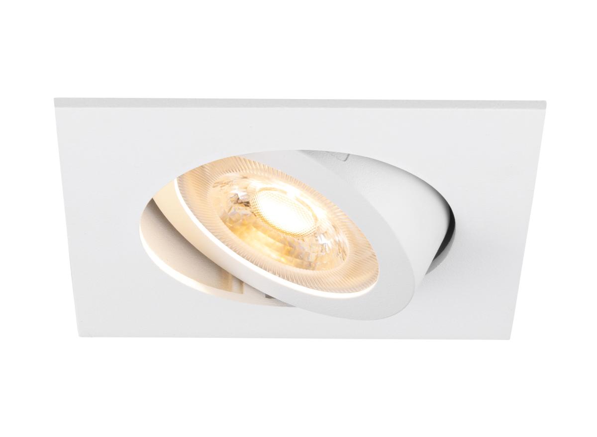 SLV Plafonnier encastré New Tria, blanc, aluminium, longueur 8,2 cm