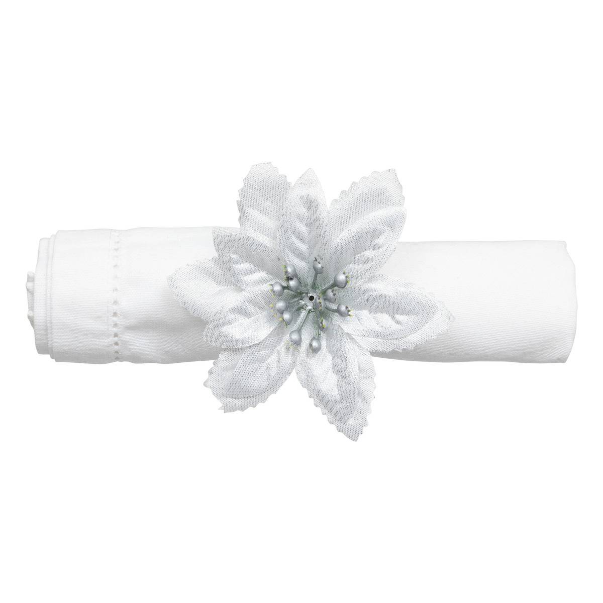 Rond De Serviette Poinsettia Argenté X2 - Feeric Lights & Christmas