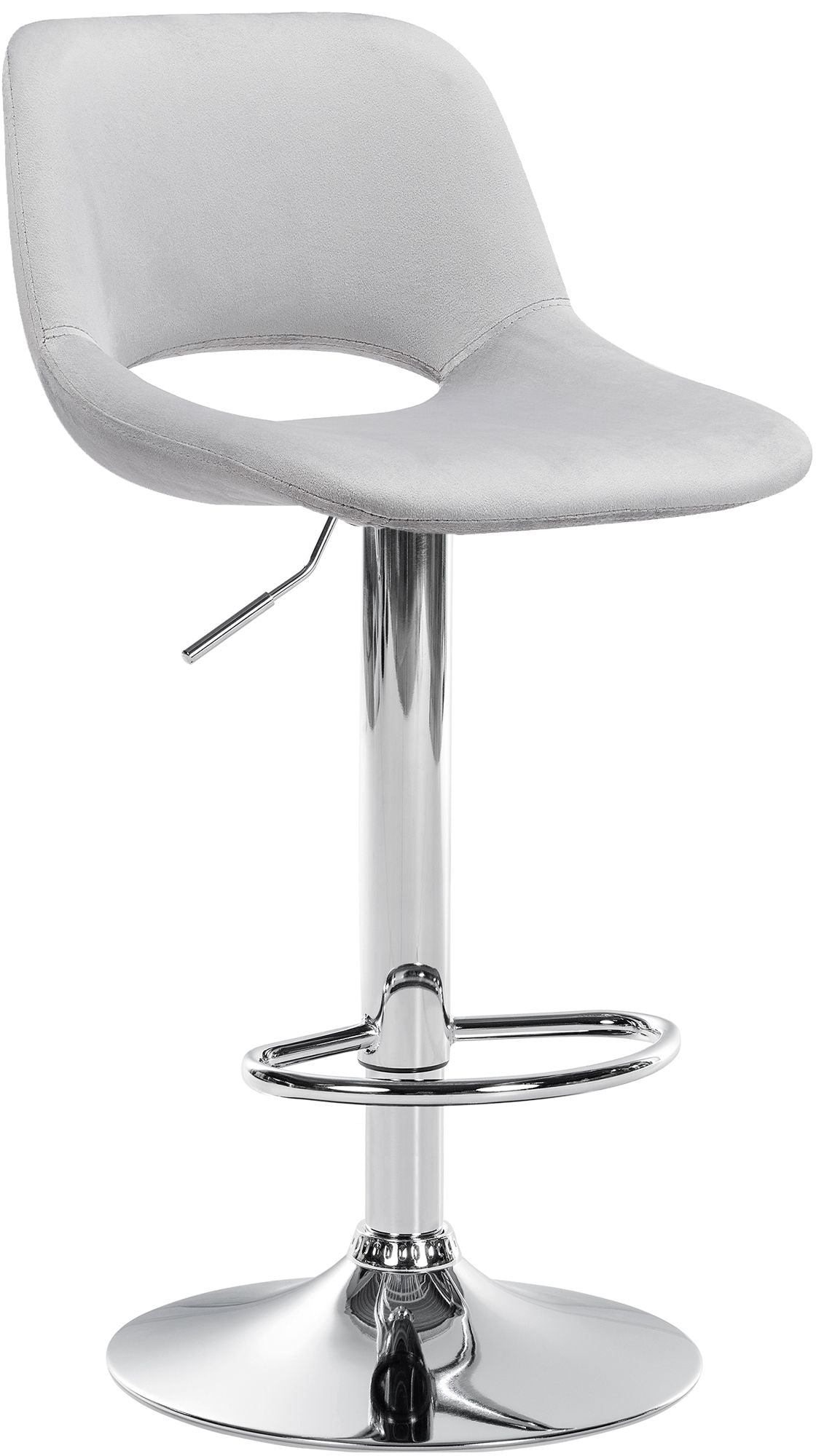 Tabouret De Bar Chaise Haute X1 Avec Repose-pieds En Velours Gris Clair Piètement Métallique 10_0004593