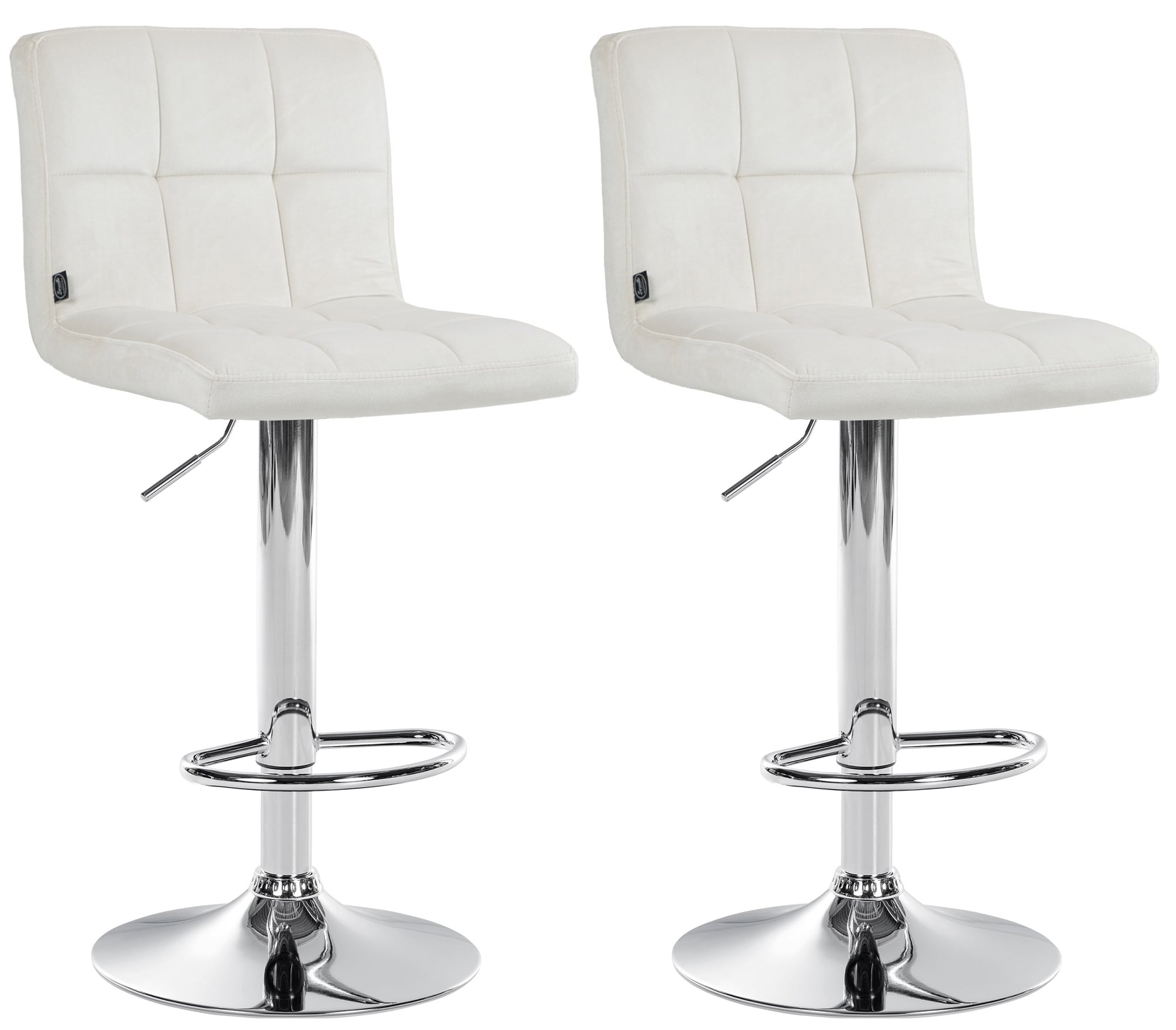 Lot De 2 Tabourets De Bar Peru Velours Chrome Crème