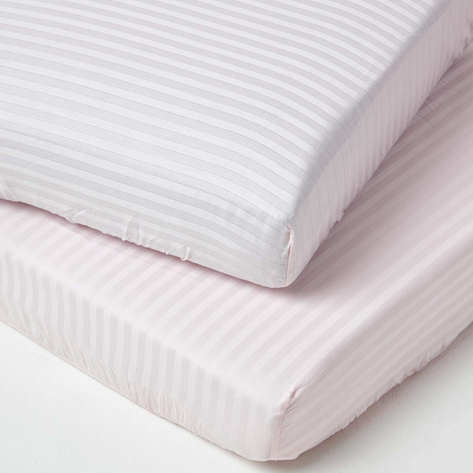 Lot De 2 Drap-housse Bébé 60x120cm Rose Coton Égyptien 330tc Homescapes