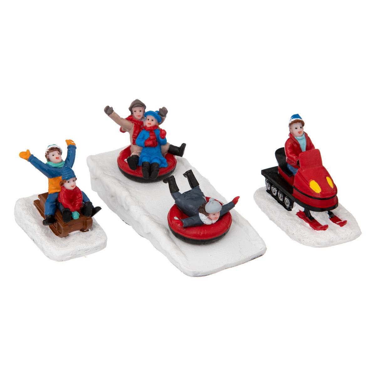 Lot De 3 Santons Pour Village Jeu De Glisse - Feeric Lights & Christmas
