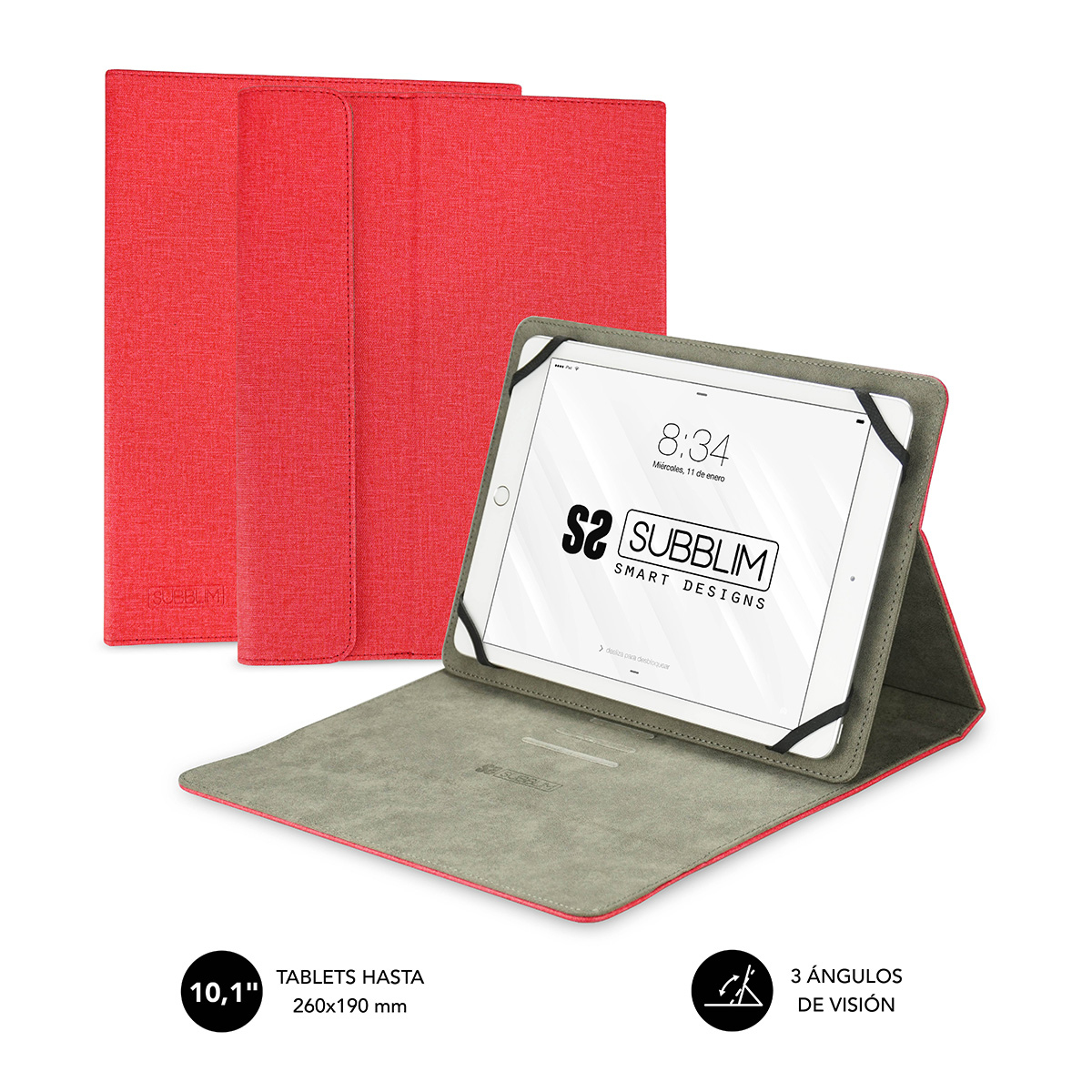 Étui Folio Subblim Sub-cut-1ct002 10.1" 25,6 Cm Rouge Polyurethane