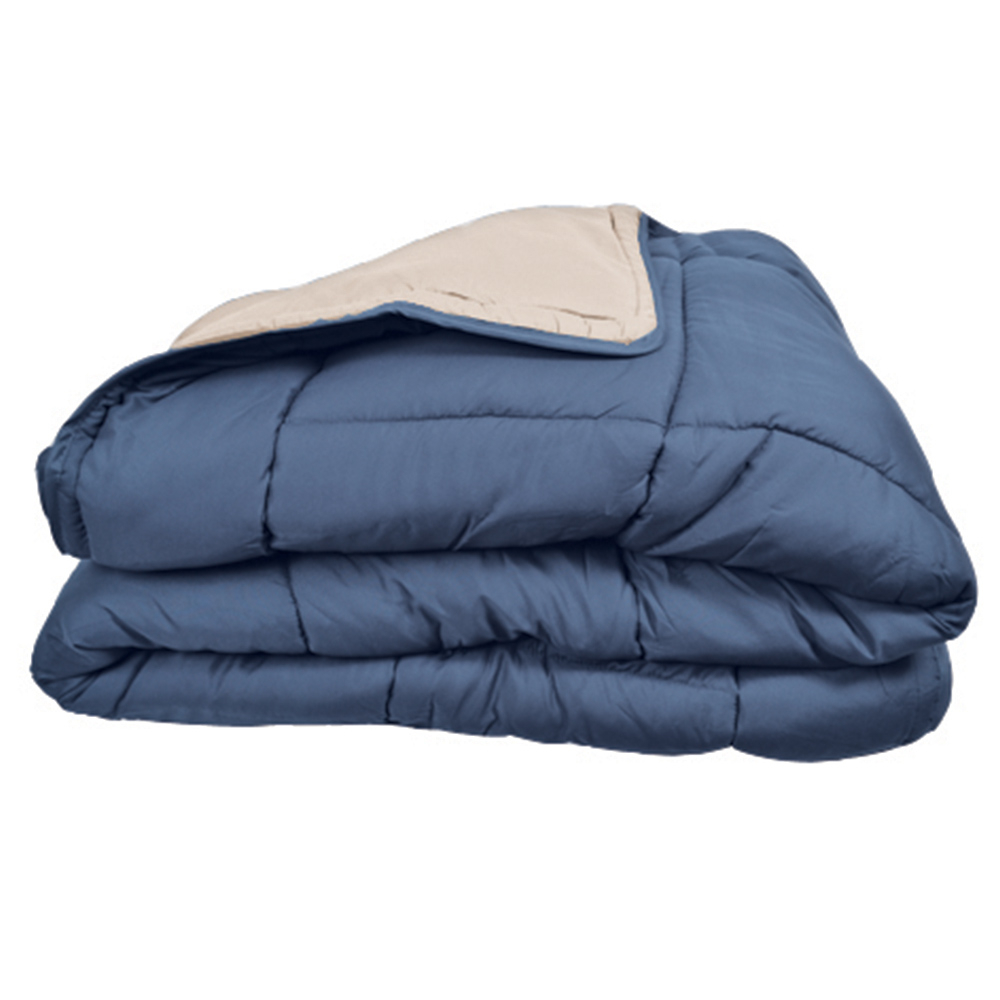 Couette Chaude Microfibre Bicolore 400 Gr/m2 Bleu Pétrole 200x200 Cm
