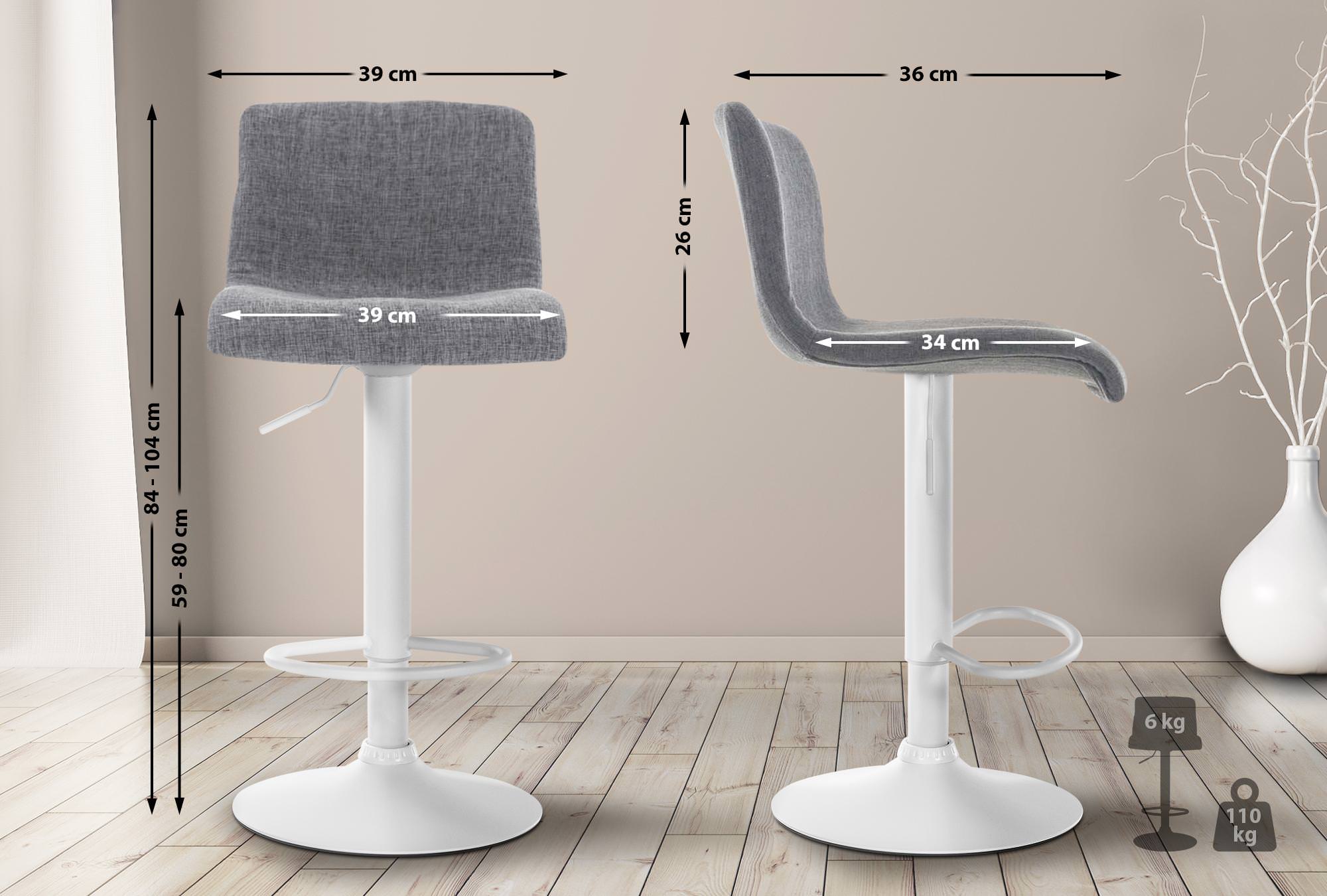 Tabouret De Bar Hoover Tissu W Gris Clair