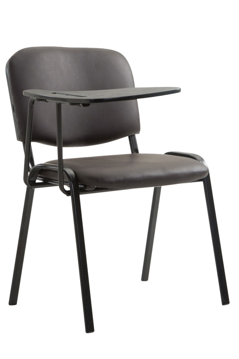Chaise Visiteur Avec Petite Table Rabattable Pupitre En Synthétique Marron Support Métal Noir Bur10653