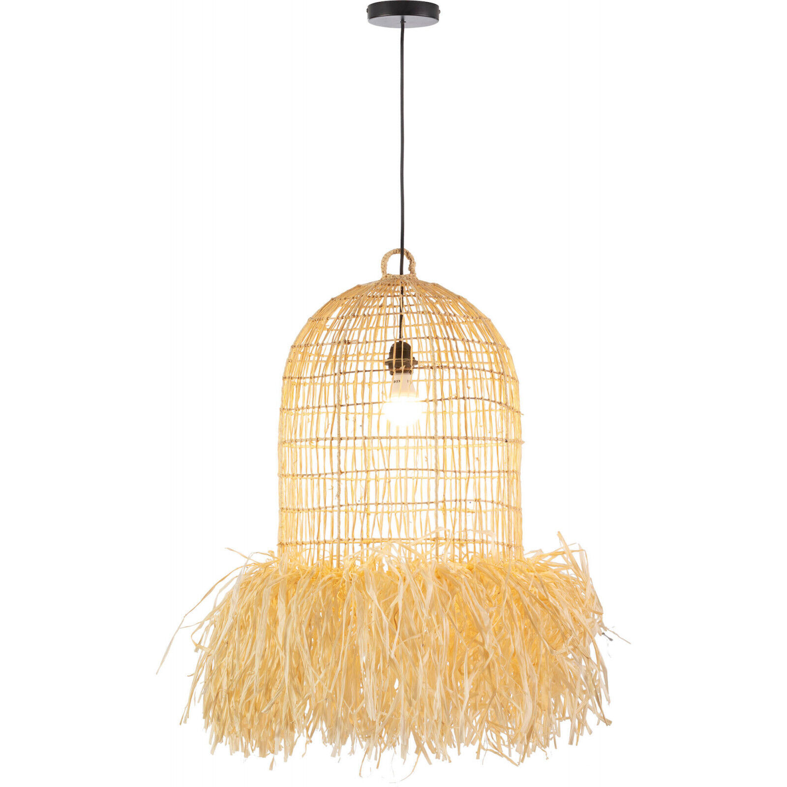 Suspension Sisal Chic Élégance 40x40x55 Blanc - Blanc Sisal Chic
