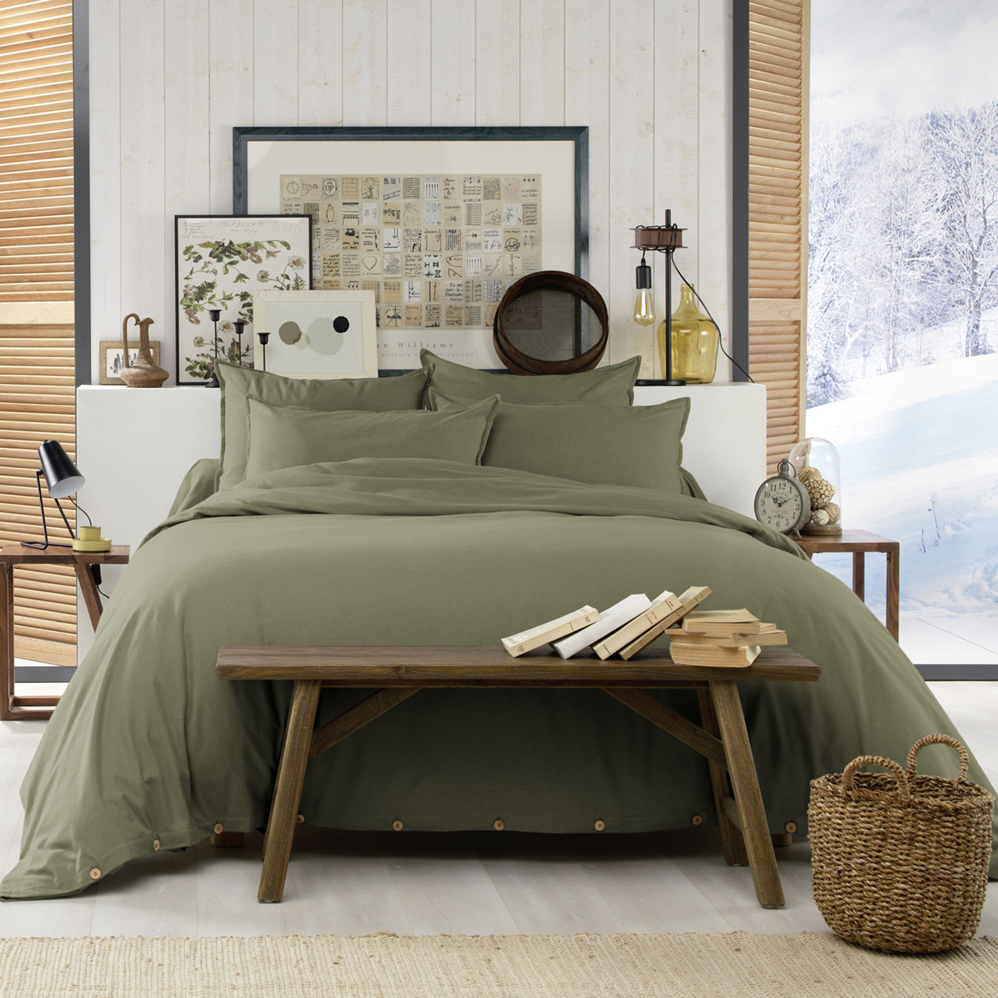 Housse De Couette 220x240 Flanelle De Coton Romarin