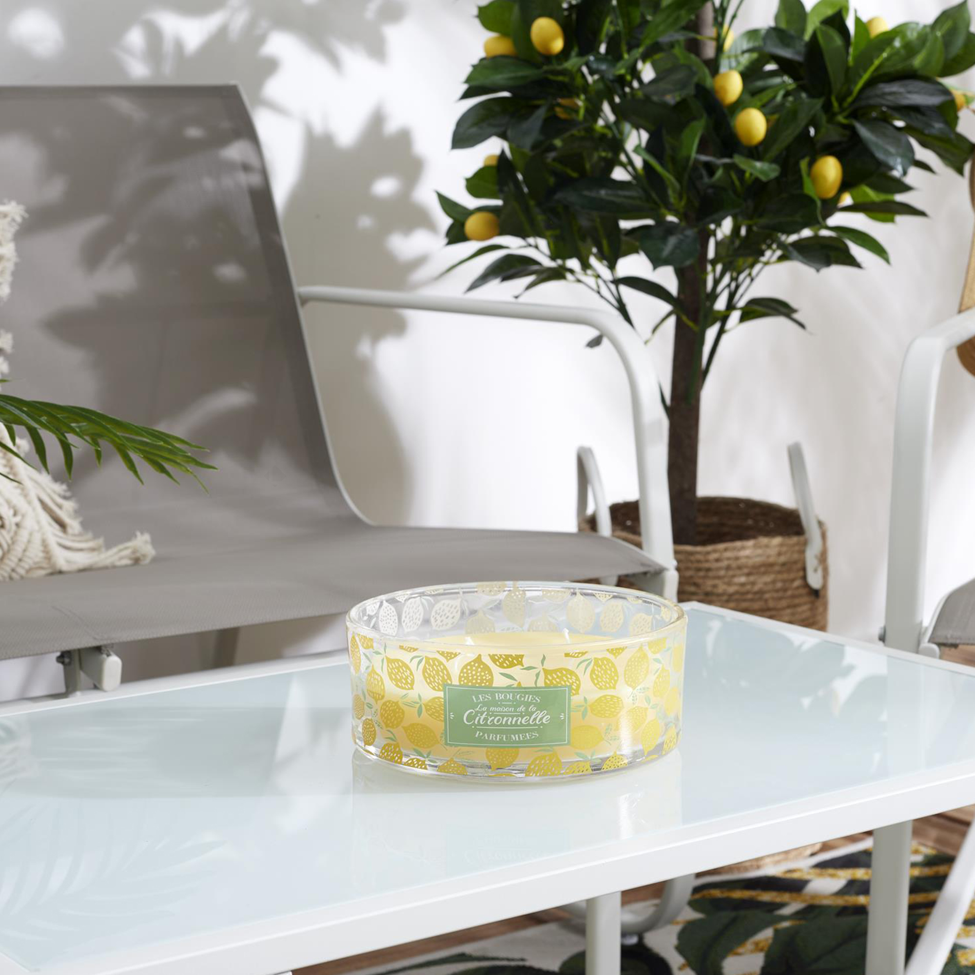 Bougie Parfumée 25h Limone À La Cire De Paraffine Senteur Citronnelle Motif Citron