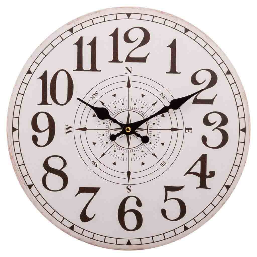 Horloge Murale En Bois Blanc D34x2h