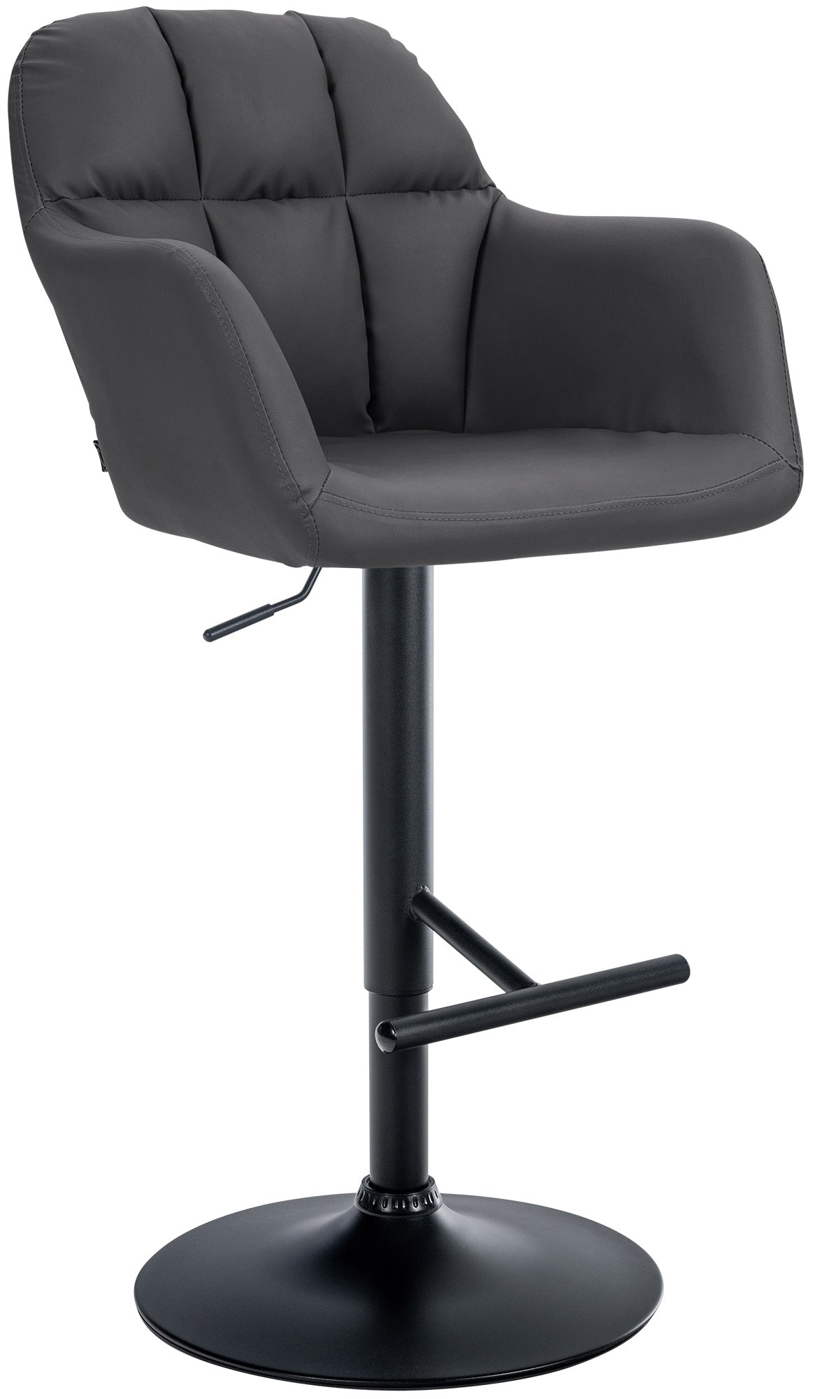 Tabouret De Bar Chaise Haute X1 Fonction Rotation 360° En Pvc Noir Avec Coutures 10_0005259