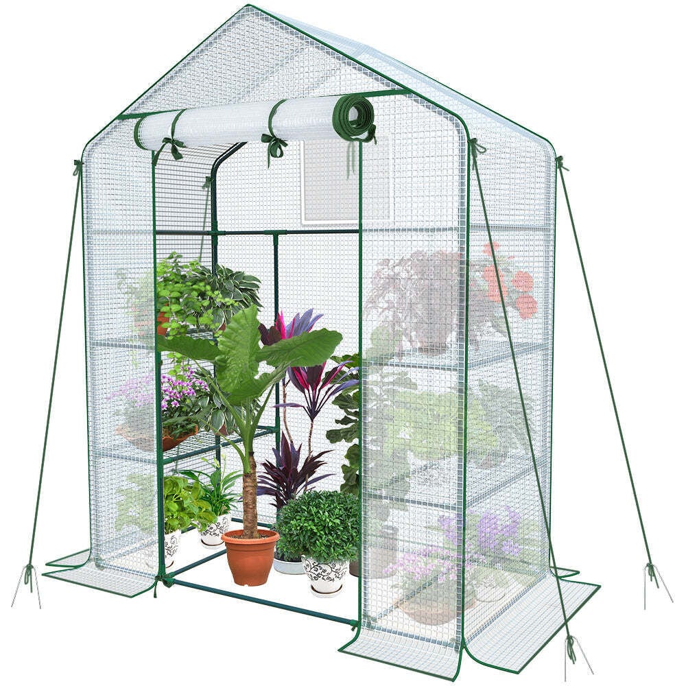 Vounot Serre De Jardin Avec Etageres Et Bache Pe Renforcee 135g/m2 143x73x195cm