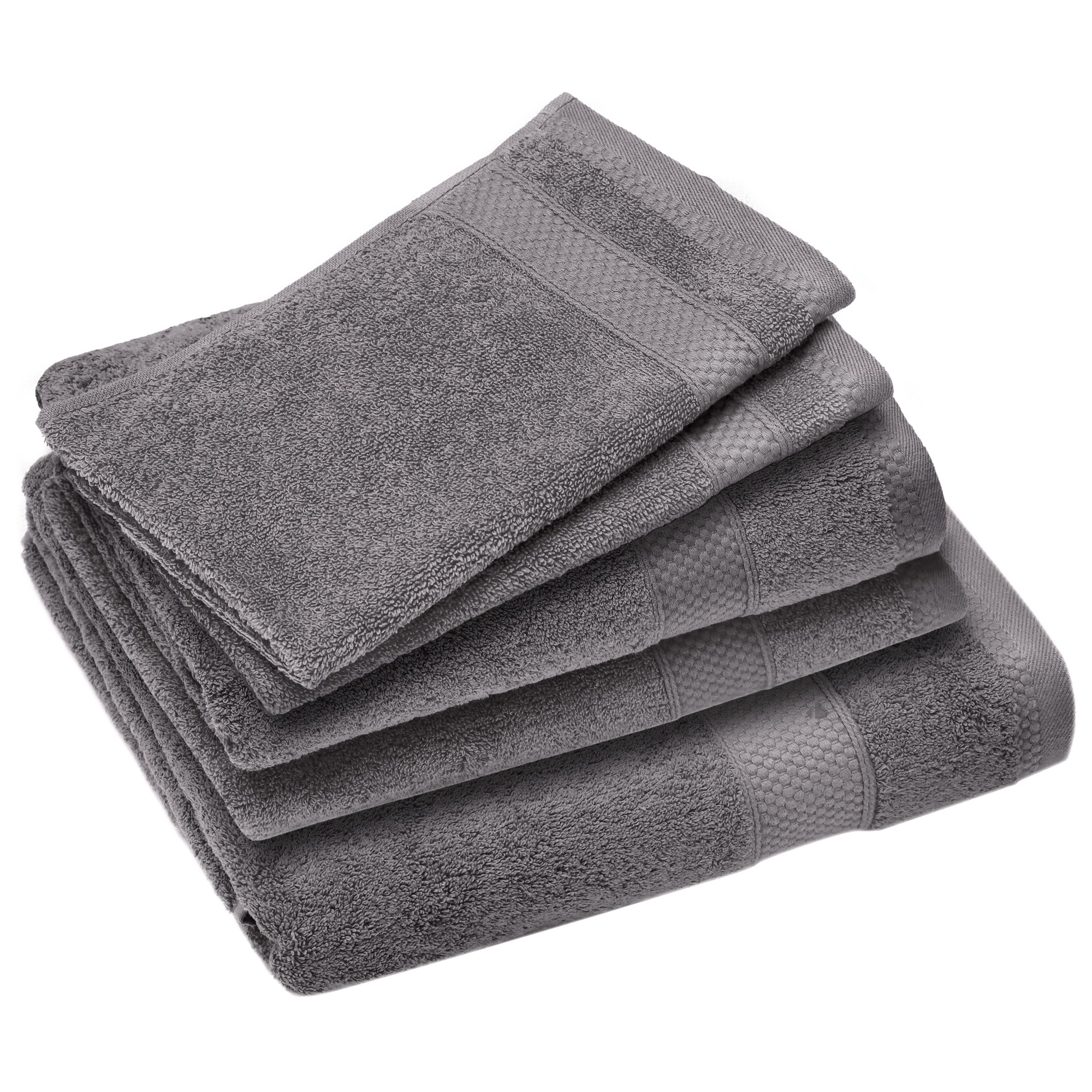 Parure De Bain Coton 550g/m2 Naïa Par Lot De 5 Gris Ardoise