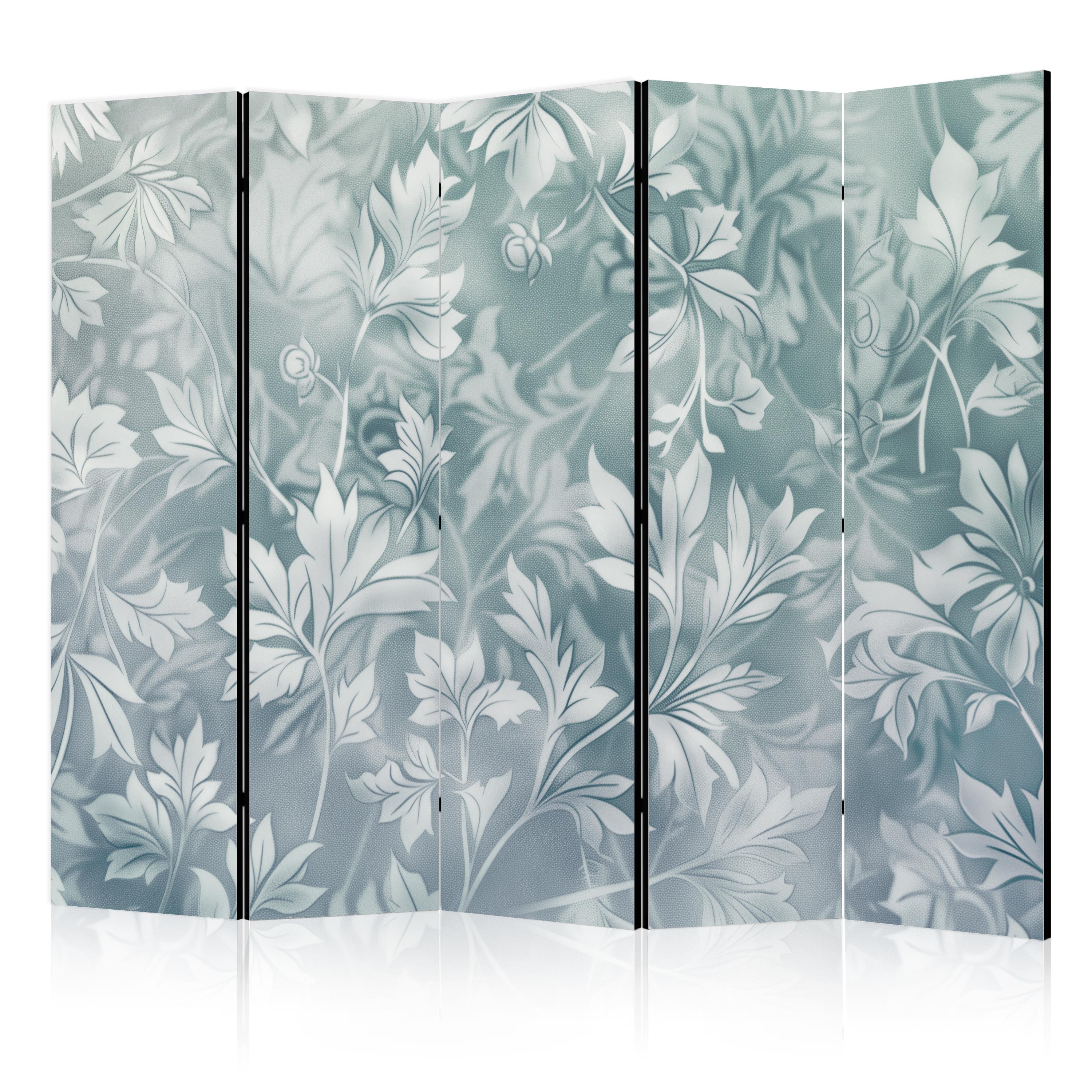 Paravent - Ornements En Turquoise Délavé Frotté - Motif Floral Délicat 225x172