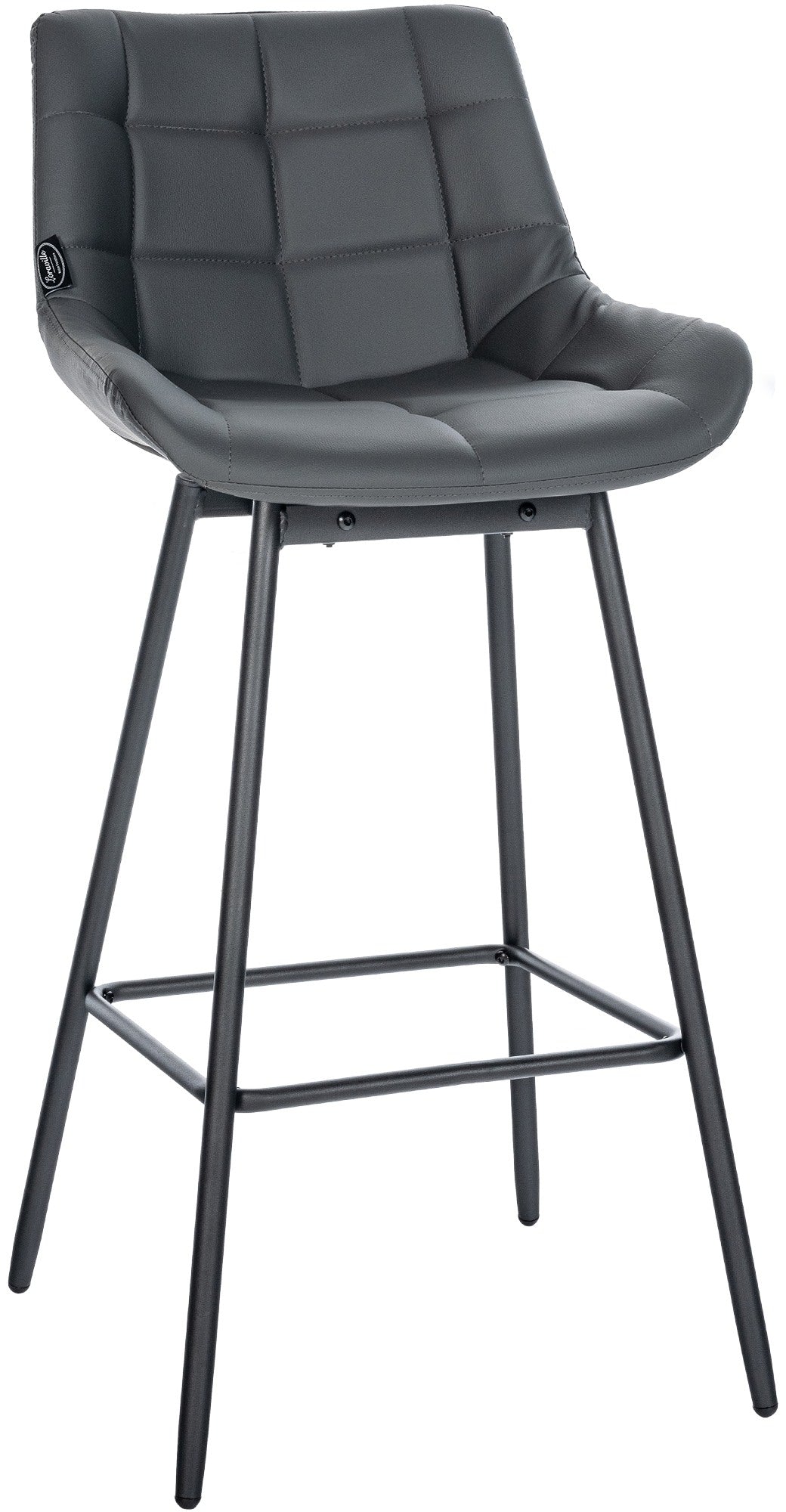 Tabouret De Bar Pivotant X1 Avec Repose-pieds Revêtement En Pvc Gris Foncé Piètement À 10_0005467