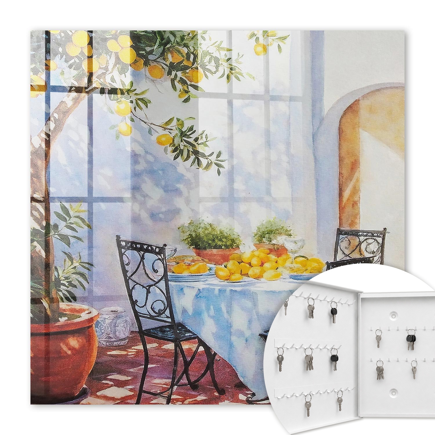 Armoire À Clés - (30 Cm X 30 Cm) - Boîte À Clés Murale - Coffret De Rangement Pour Clés - Couleur Blanche - Ouverture Vers La Gauche - Pour Maison Et Bureau - Citronnier