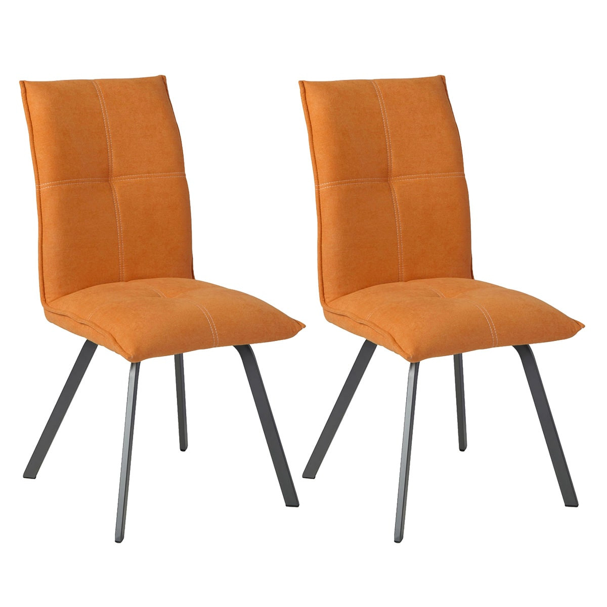 Bispo - Lot De 2 Chaises Tissu Coloris Orange