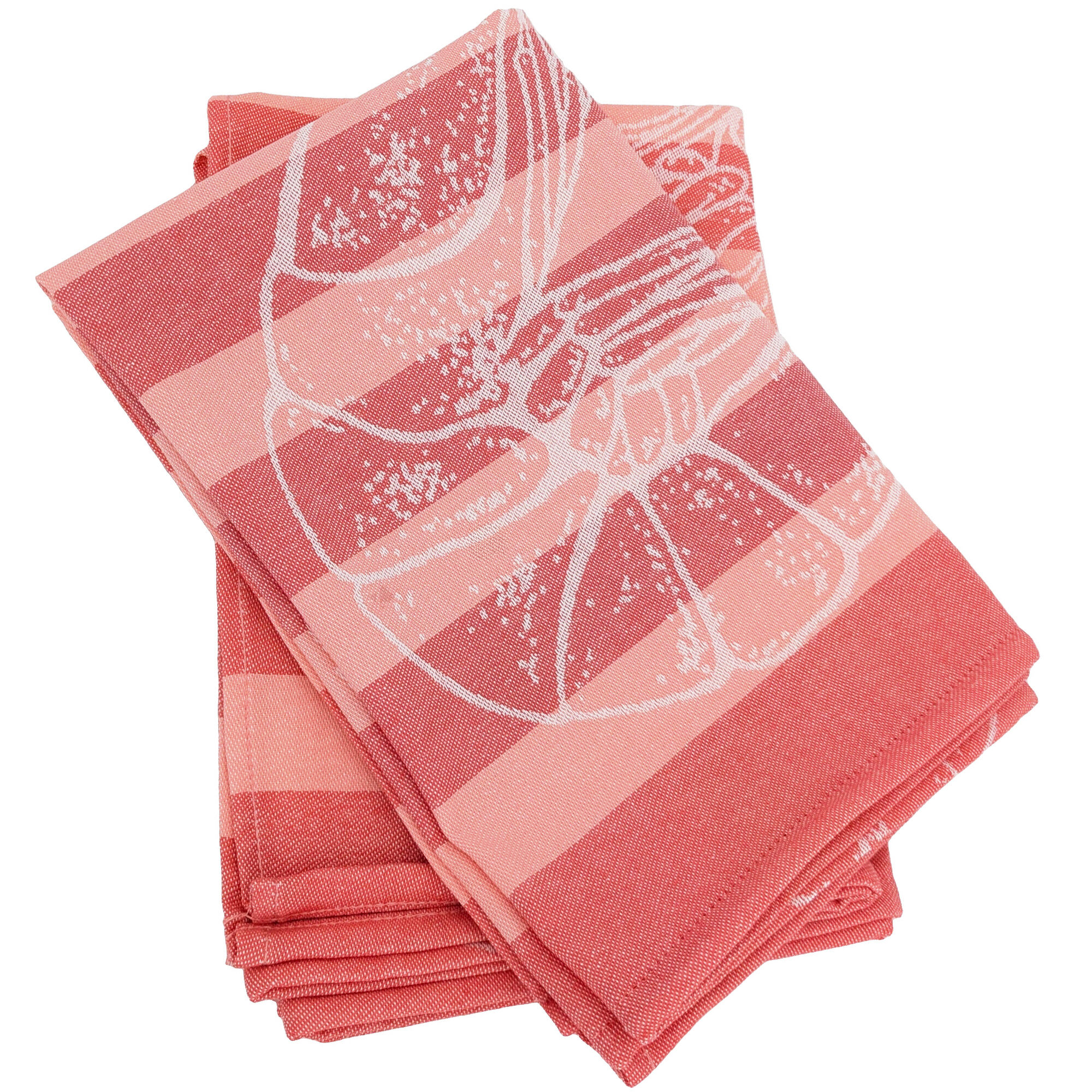 Lot De 2 Torchons De Cuisine Toile 50x70 Cm Collection Seafood Orange