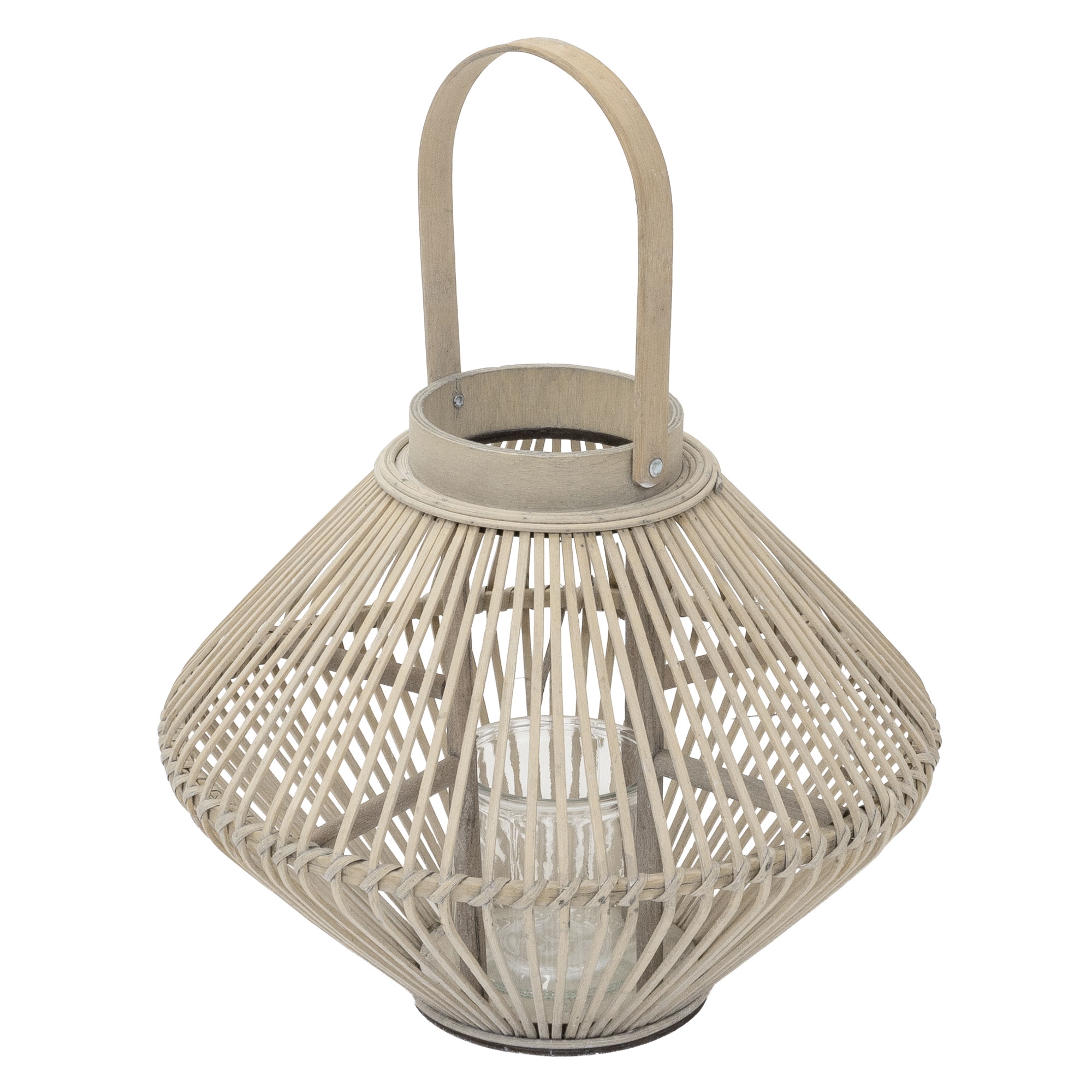 Ecd Germany Lanterne En Bambou 44 Cm Photophore Naturel Avec Poignée Et Insert En Verre Style Bohème Pour Jardin Ou Salon Porte-bougie Tressé Décoratif Extérieur Et Intérieur Ambiance Chaleureuse