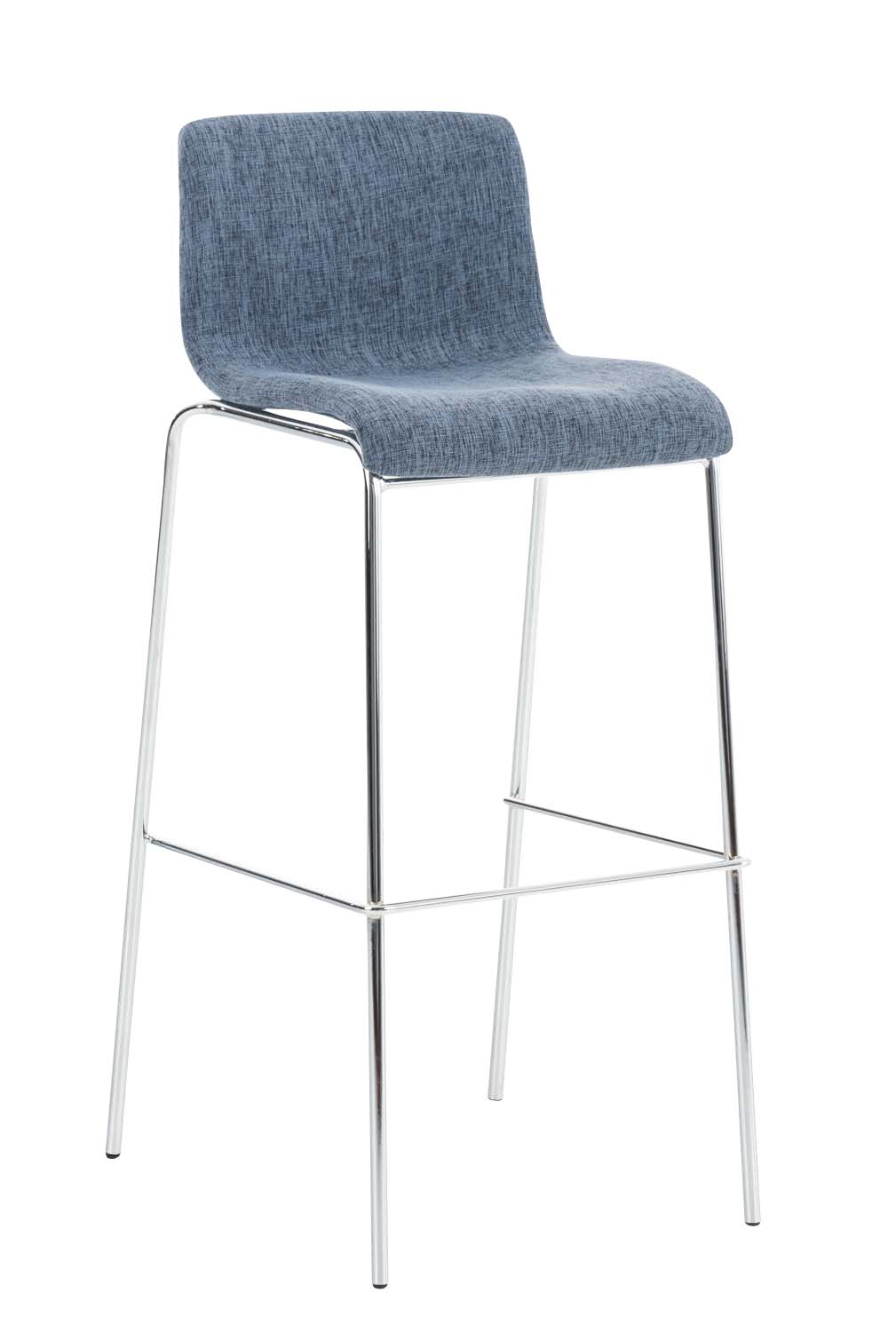 Tabouret De Bar Hoover Tissu 4 Pieds Structure Chrome Bleu