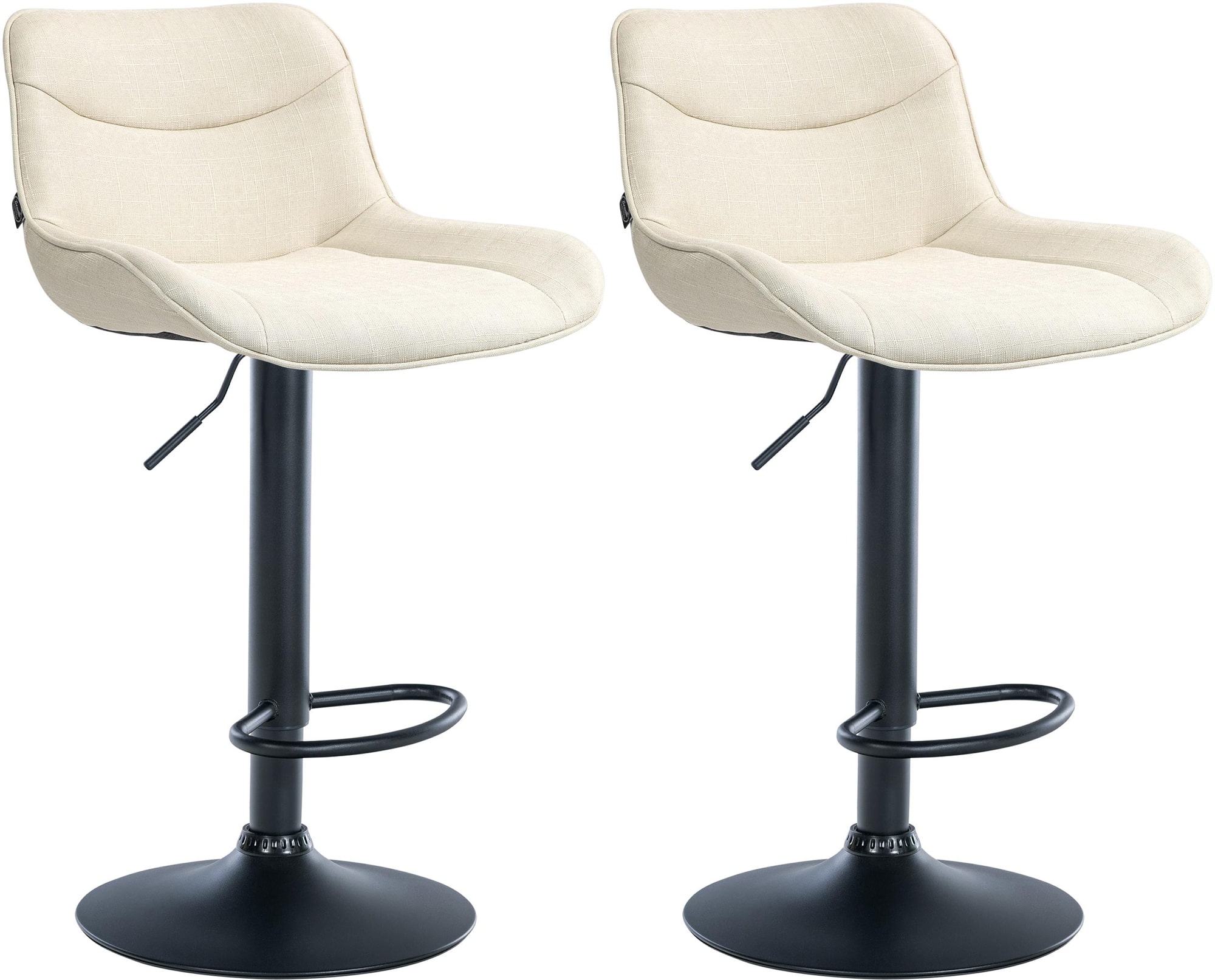 Lot De 2 Tabourets De Bar Vonore Tissu Noir Crème
