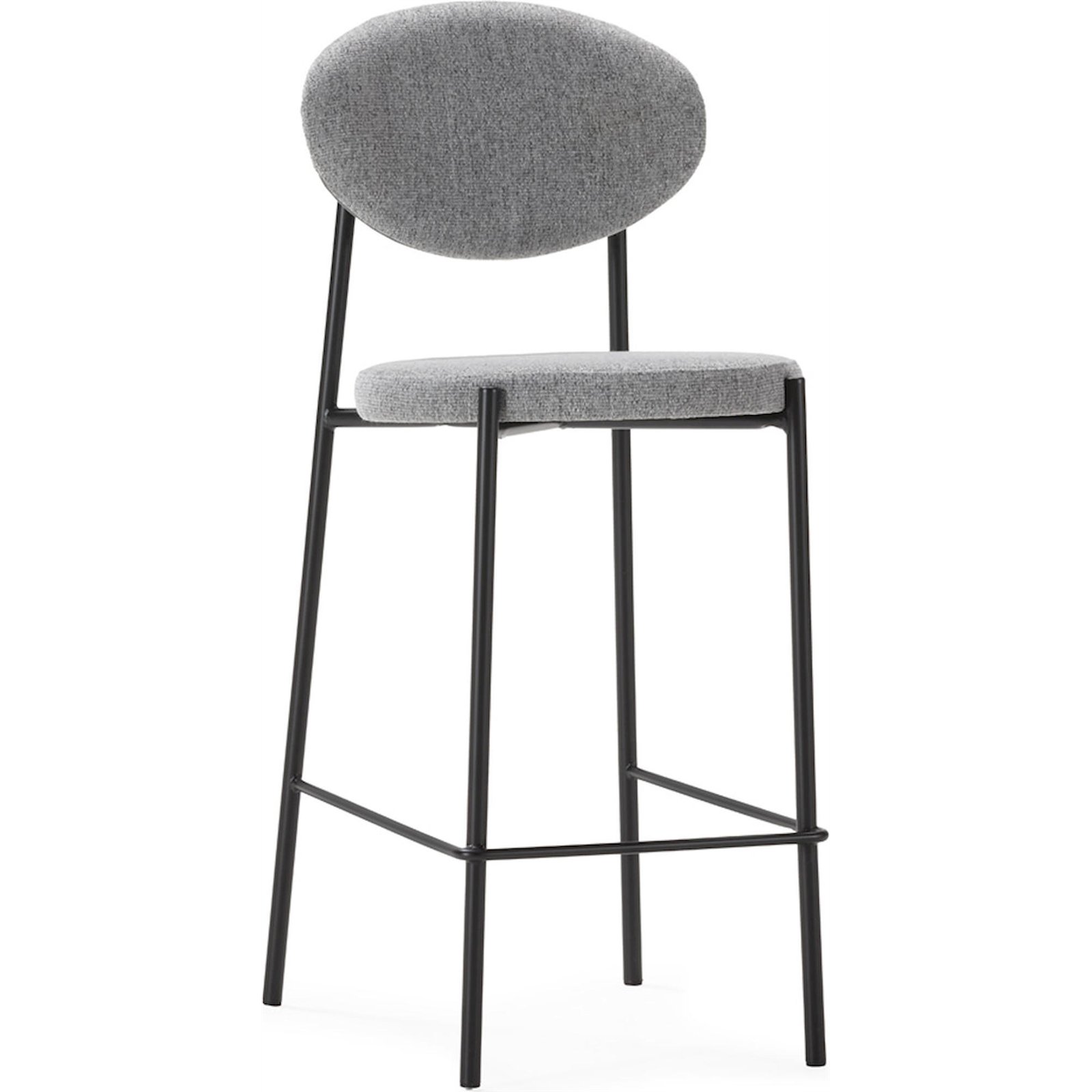 Tabouret De Bar En Tissu Gris Et Métal Noir - Gris Et Noir