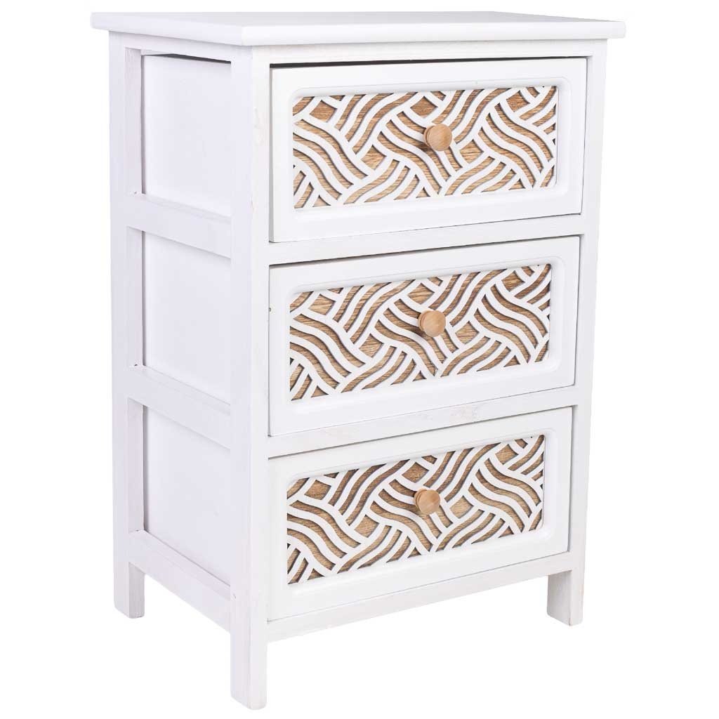 Commode En Bois Blanc 40x29x58h Cm