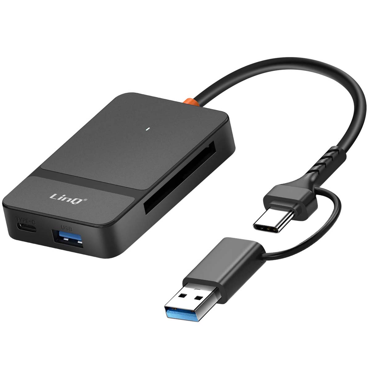 Hub 8 En 1 Lecteur Carte Usb Et Usb-c Fonction Charge Smartphone Noir Linq
