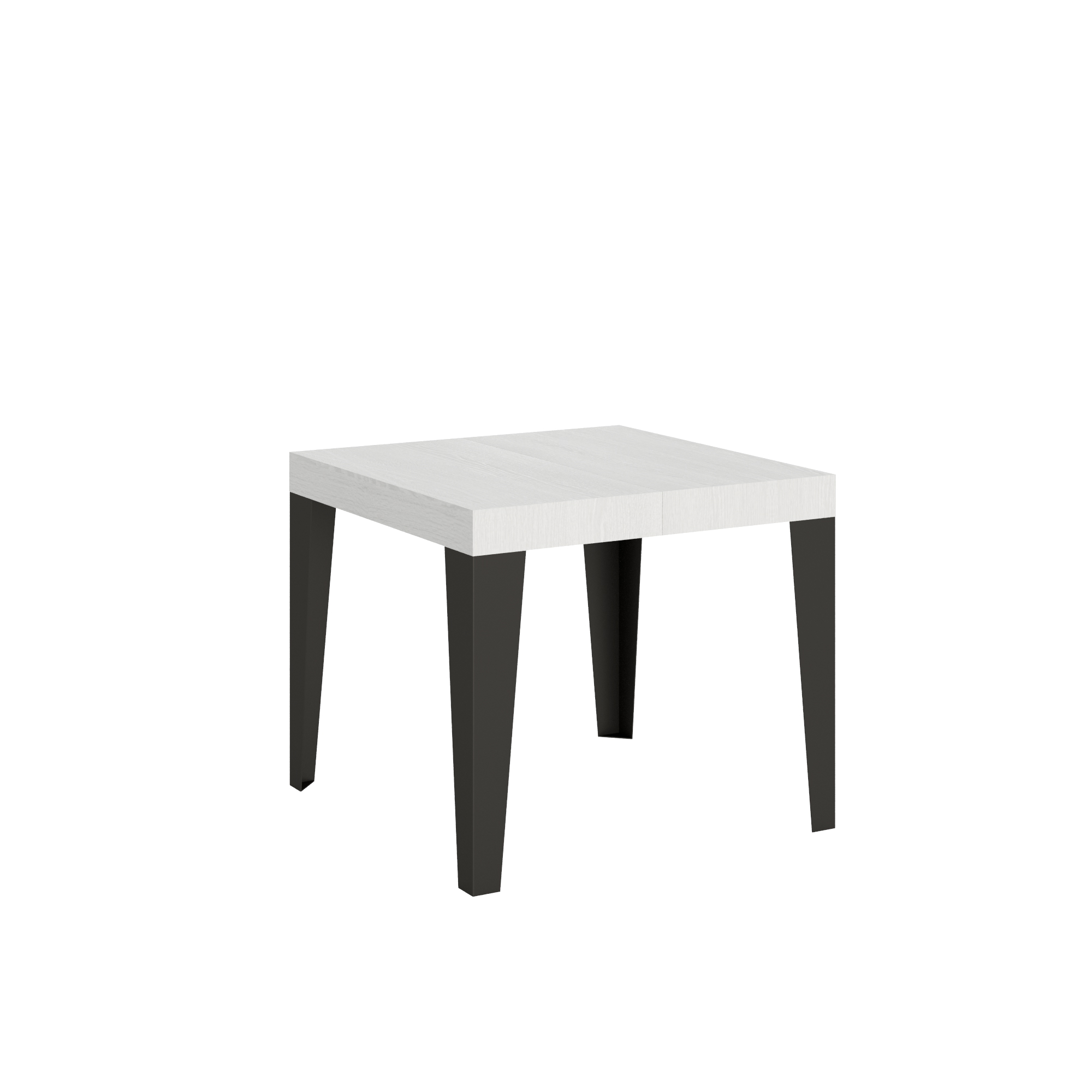 Table Extensible 90x90/246 Cm Frêne Blanc Flamme Structure Anthracite