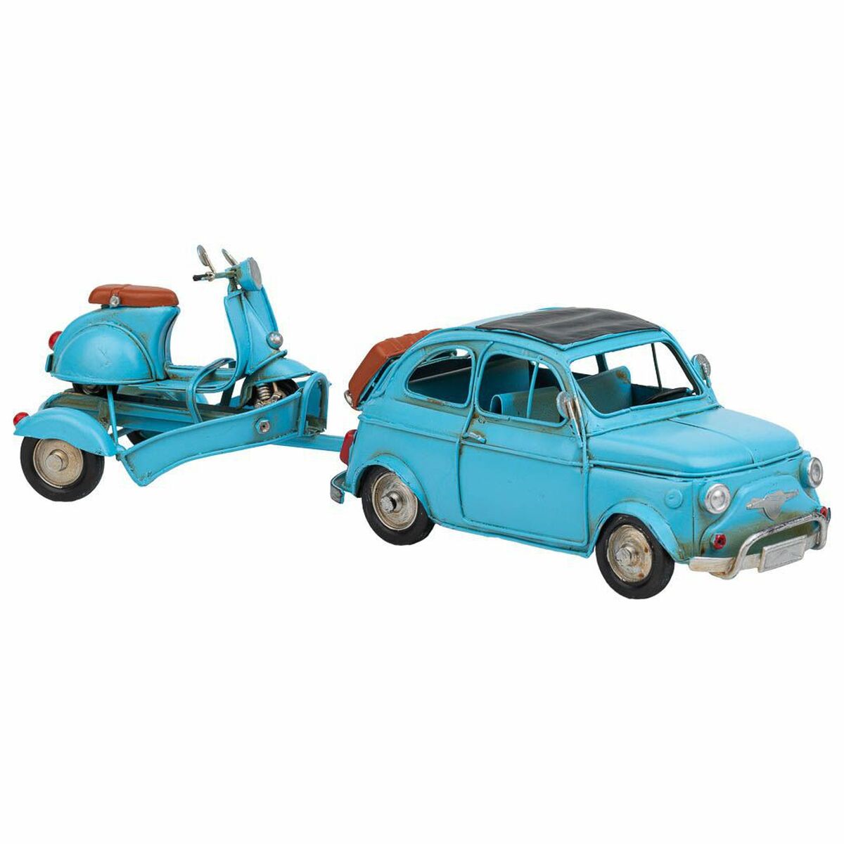 Figurine Décorative Alexandra House Living Bleu Clair Fer Abs Moto Remorque 10 X 10 X 34 Cm