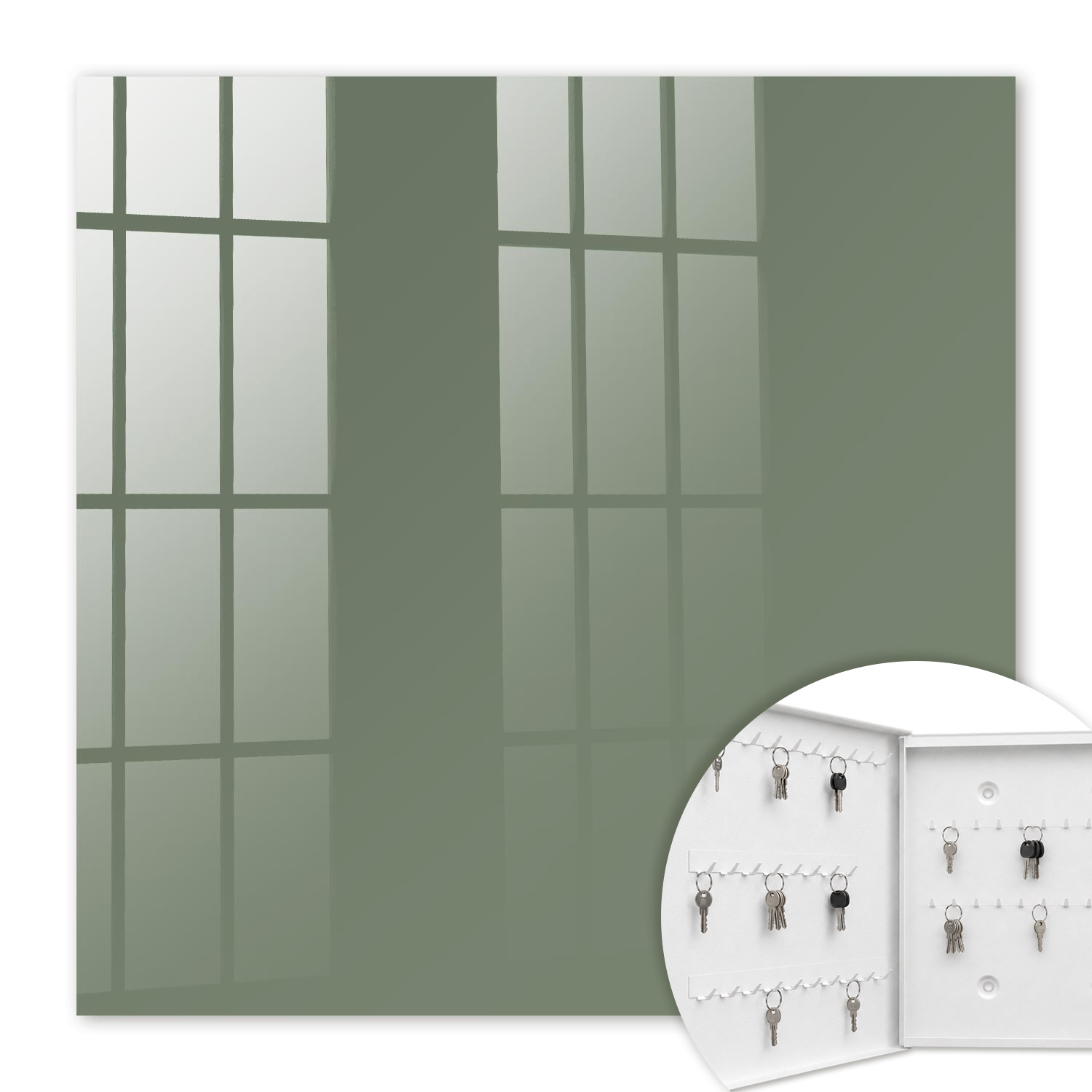 Armoire À Clés - (30 Cm X 30 Cm) - Boîte À Clés Murale - Coffret De Rangement Pour Clés - Couleur Blanche - Ouverture Vers La Gauche - Pour Maison Et Bureau - Sauge Noire