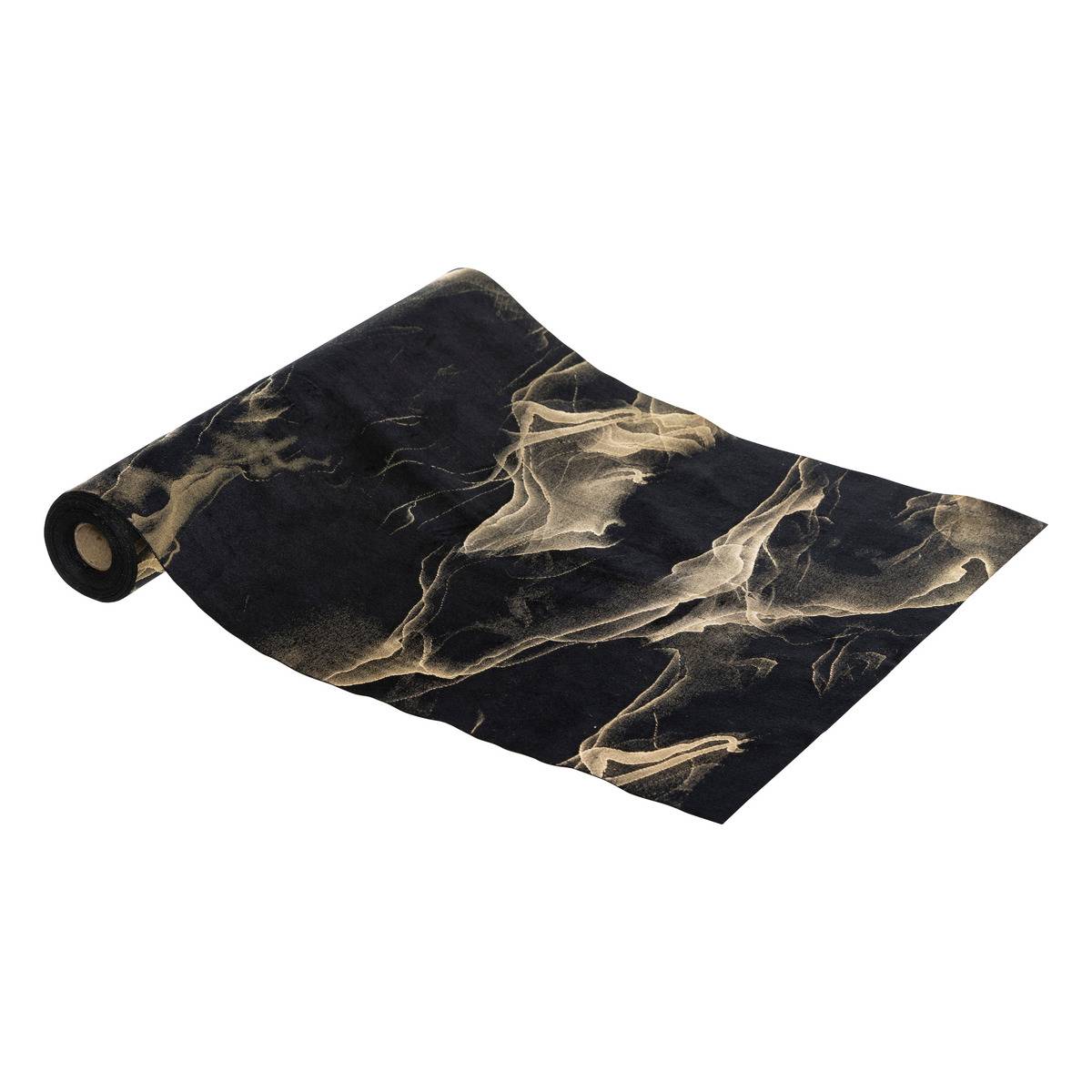Tissus Effet Marbre 28x300cm Noir Et Or - Feeric Lights & Christmas