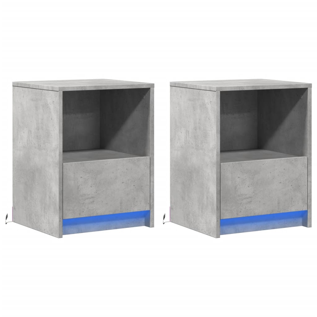 Lot De 2 Tables De Chevet Avec Tiroir Et Led 38 X 34 X Dec032854