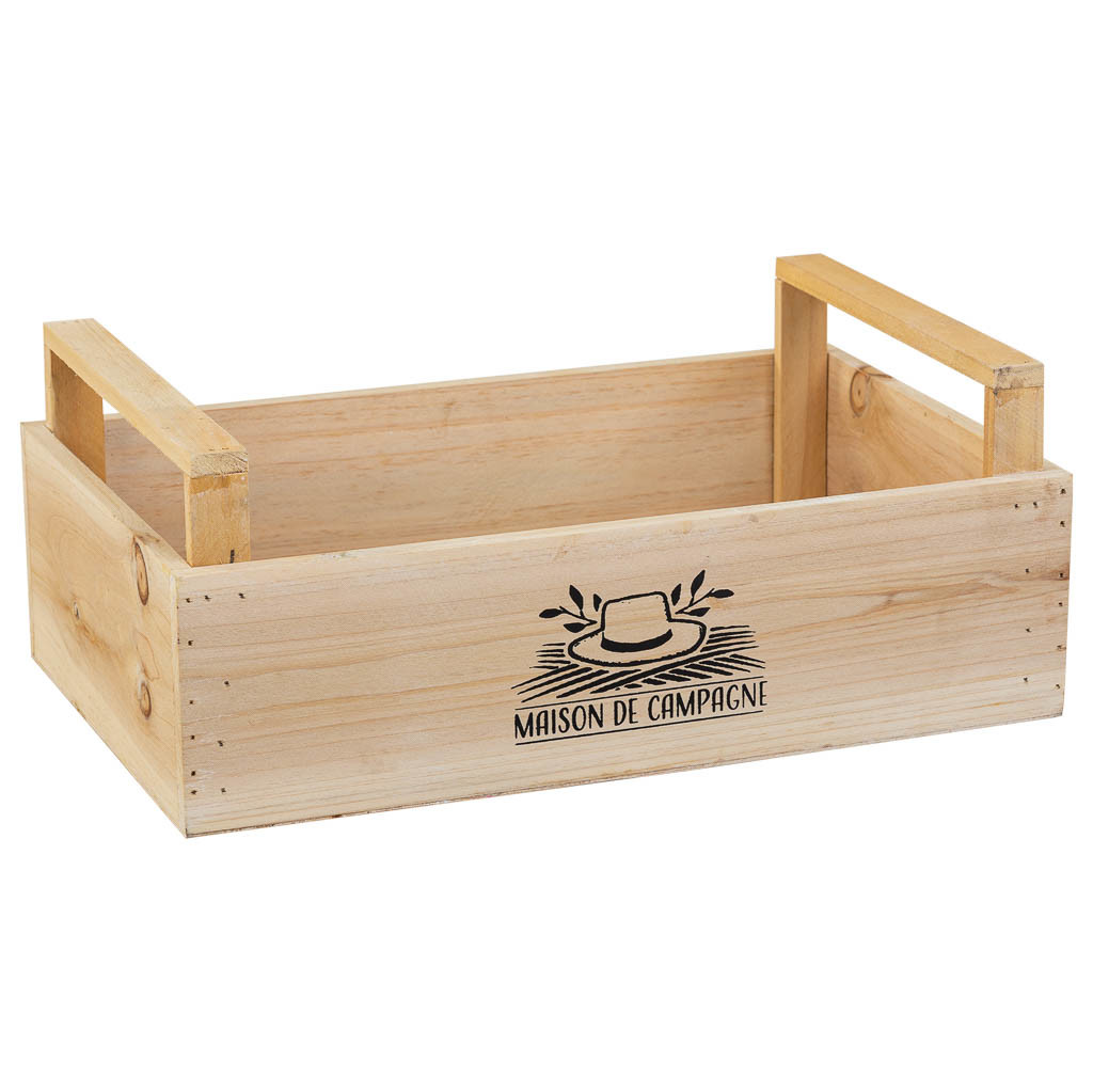 Panier En Bois Marron 33x21x9/13 H