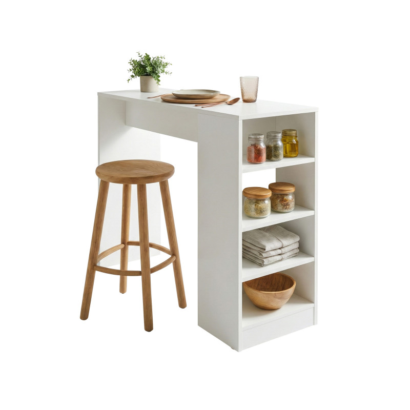 Table Beaux Meubles Pas Chers 4 Niches Blanc L120 H91,5 P38 Cm Mélaminé
